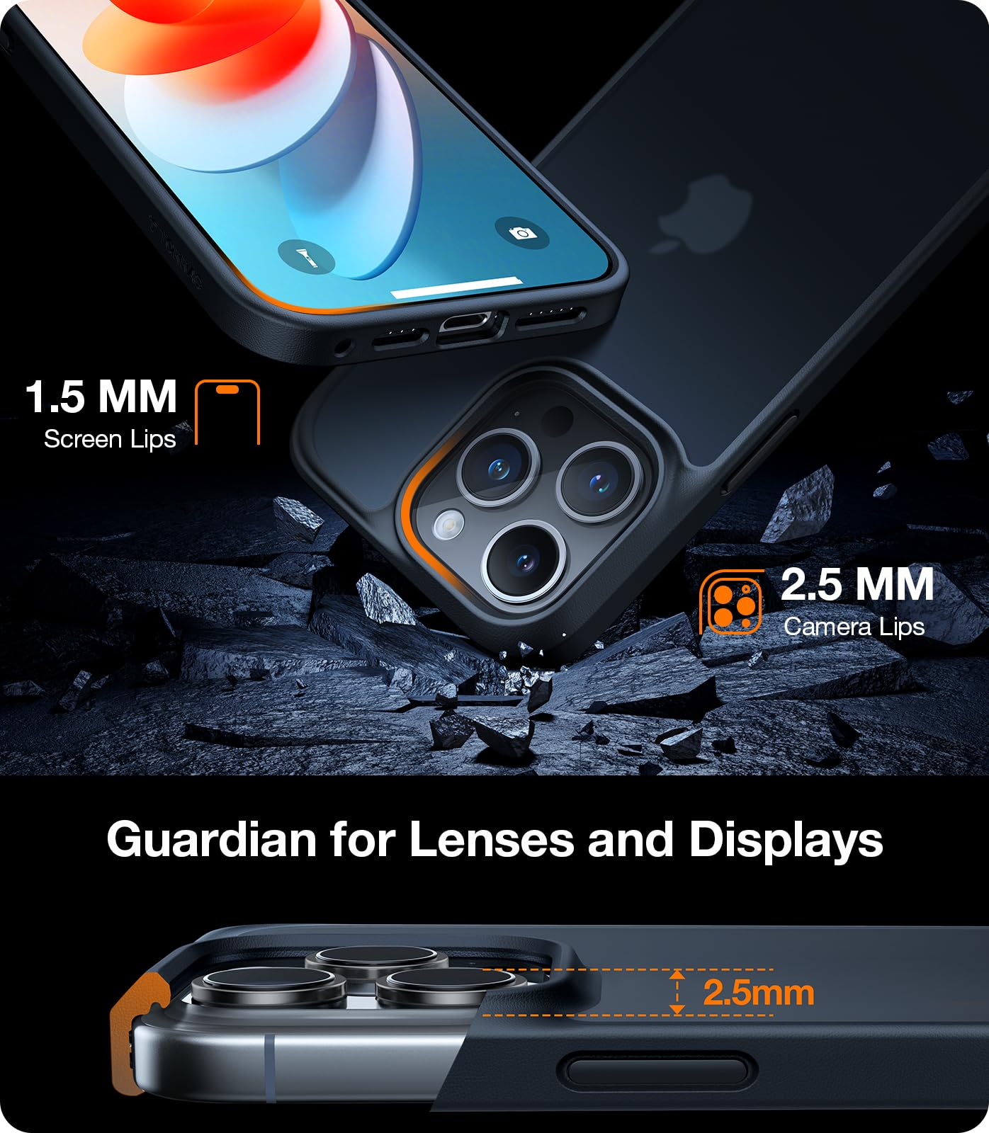 Foto 6 pulgar | Funda De Teléfono Torras A Prueba De Golpes Para Iphone 16 Pro Max, Color Negro Mate - Venta Internacional.