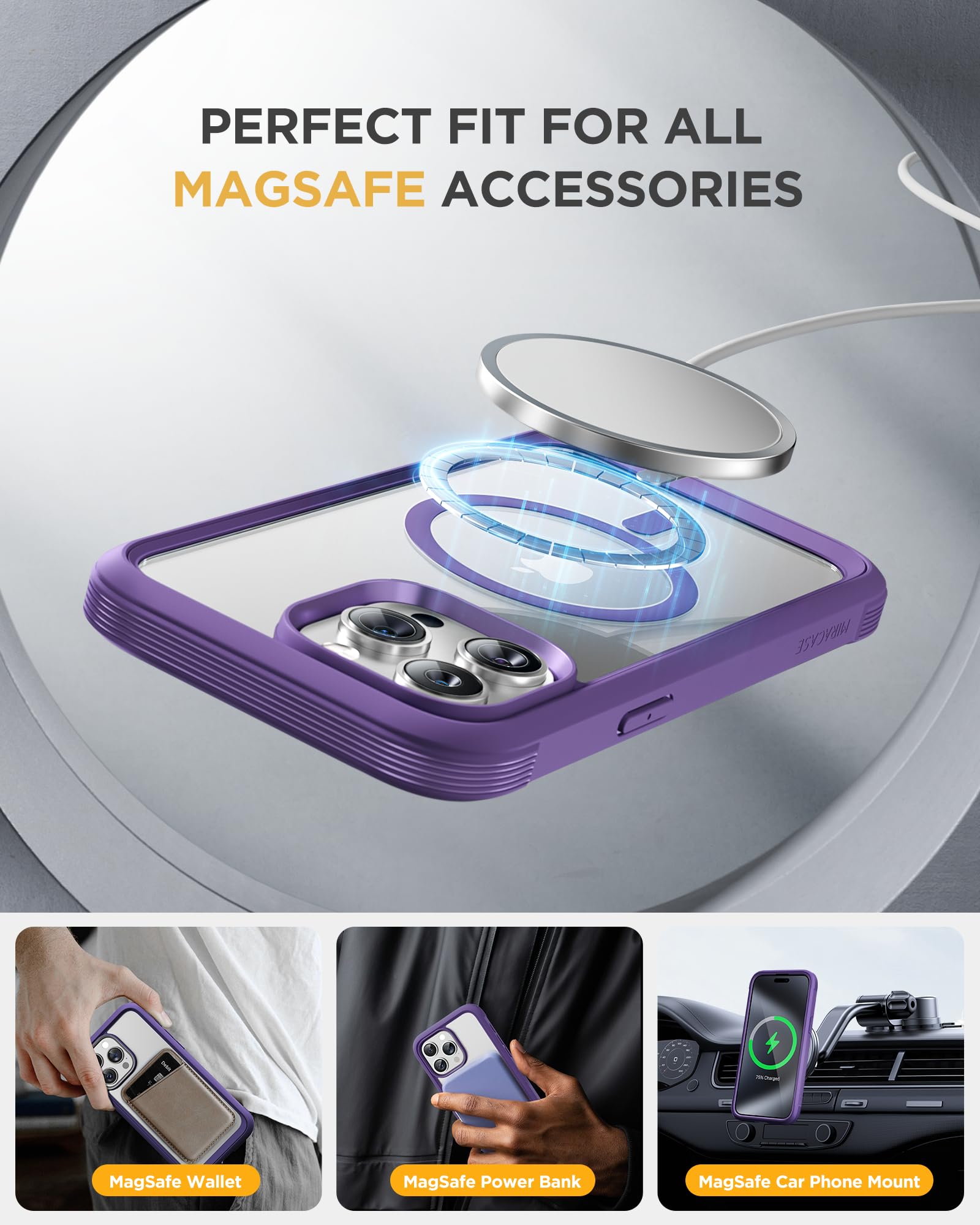 Foto 6 pulgar | Funda Magnética Miracase Con Protector De Pantalla Para Iphone 12 Pro Max - Venta Internacional.