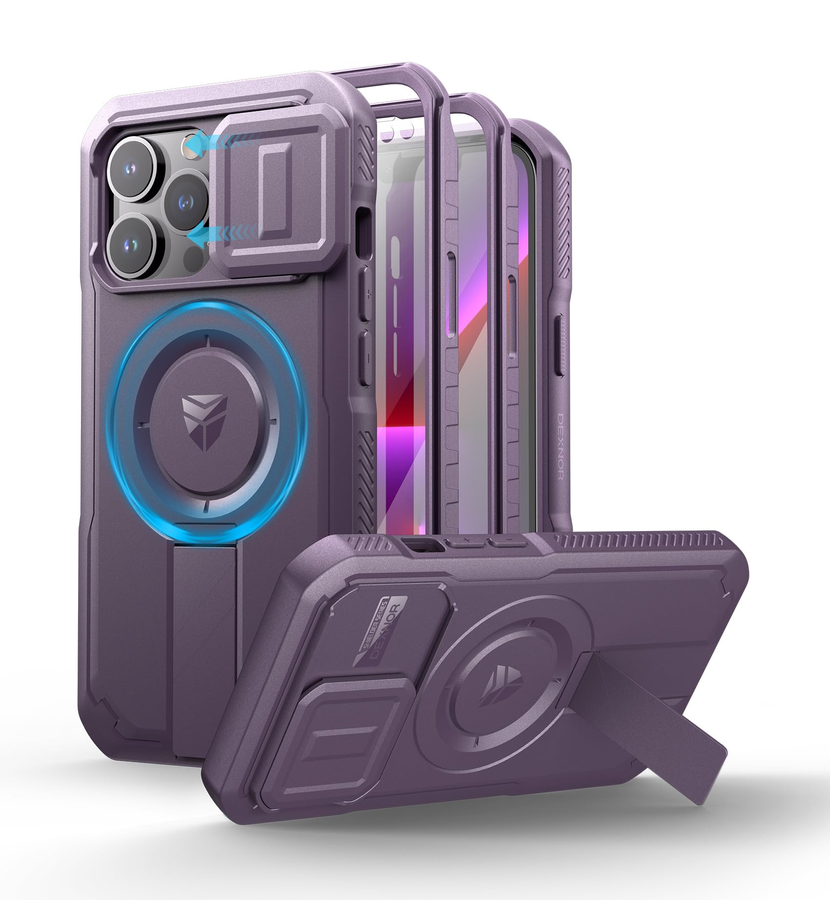 Foto 2 pulgar | Funda Dexnor Para Iphone 13 Pro Con Cámara Deslizante, Color Morado - Venta Internacional.