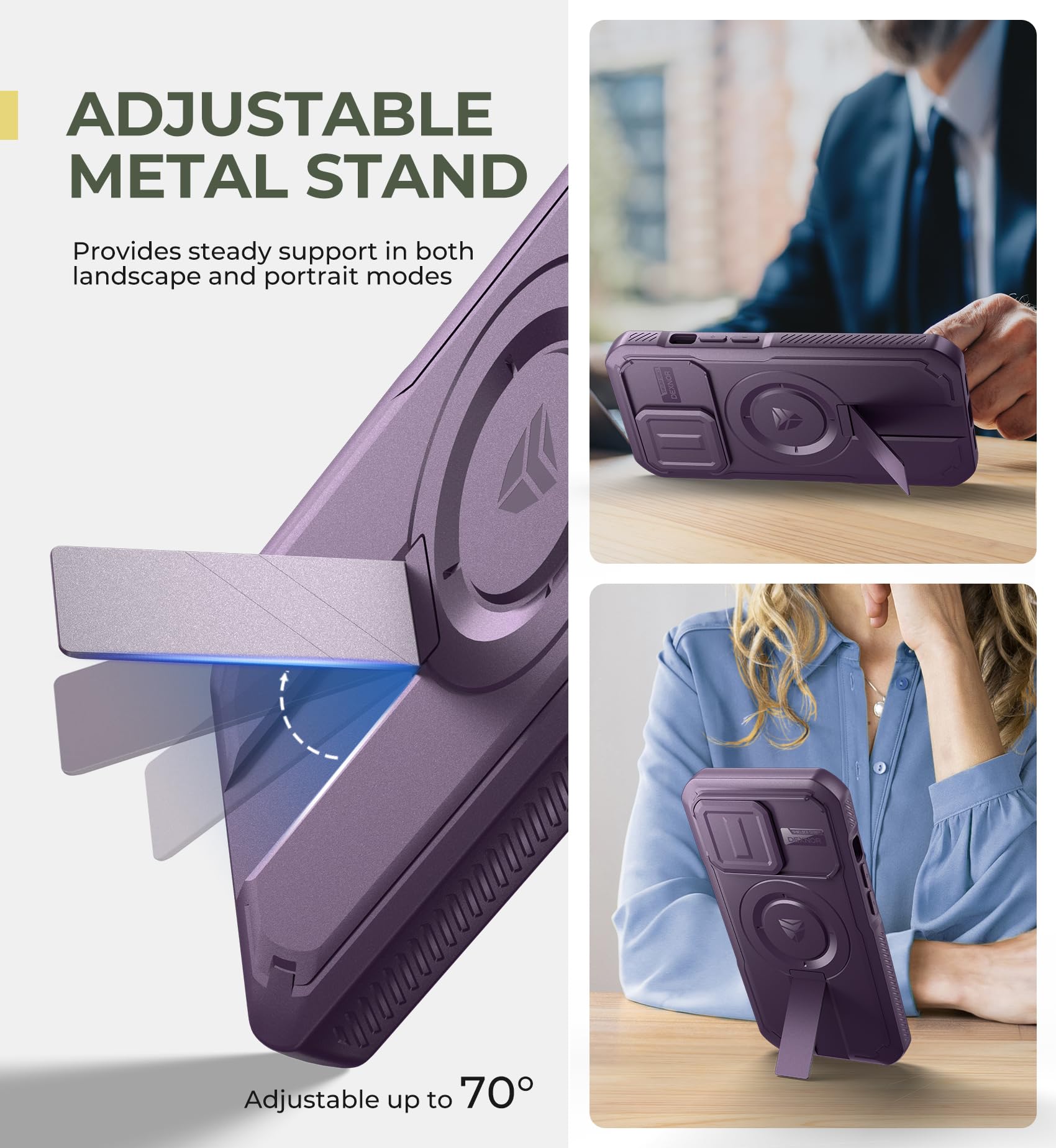 Foto 6 pulgar | Funda Dexnor Para Iphone 13 Pro Con Cámara Deslizante, Color Morado - Venta Internacional.
