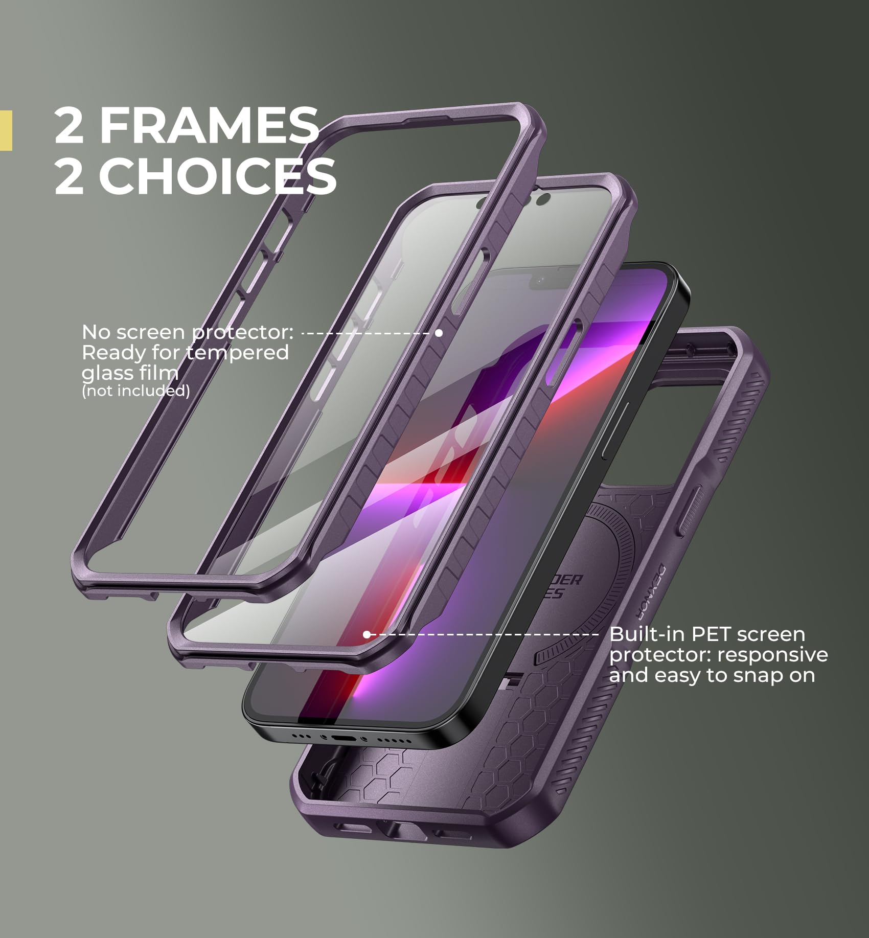 Foto 7 pulgar | Funda Dexnor Para Iphone 13 Pro Con Cámara Deslizante, Color Morado - Venta Internacional.