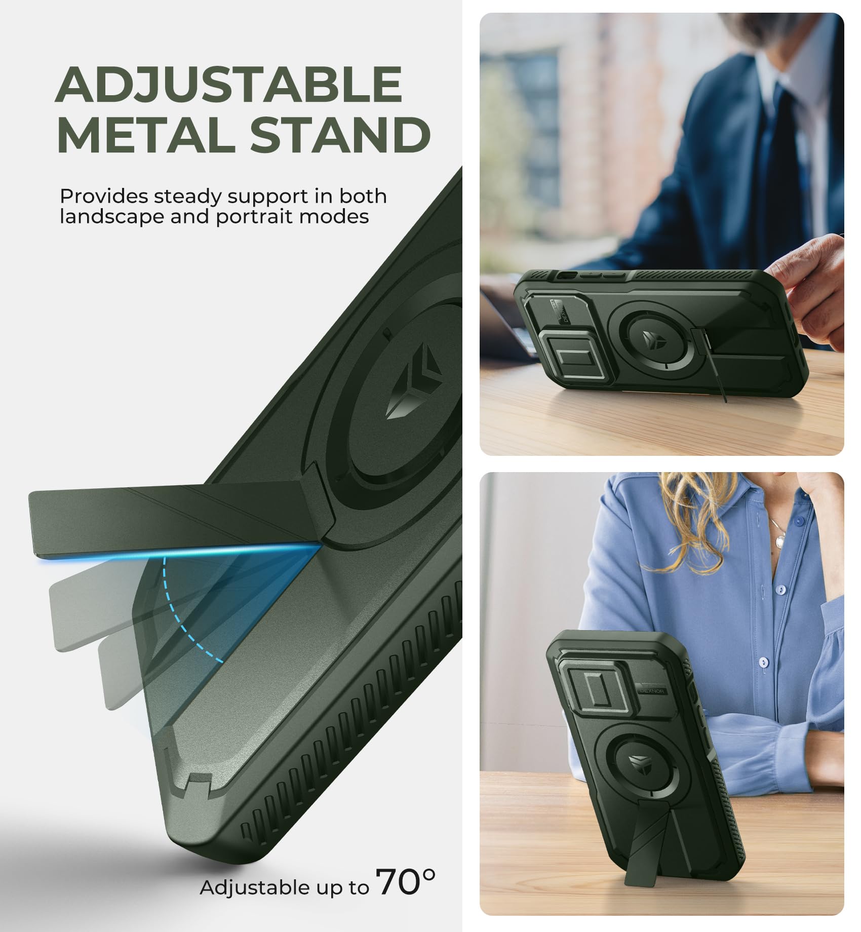 Foto 6 pulgar | Funda Dexnor Para Iphone 14 Pro Con Cámara Deslizante, Color Verde Militar - Venta Internacional.