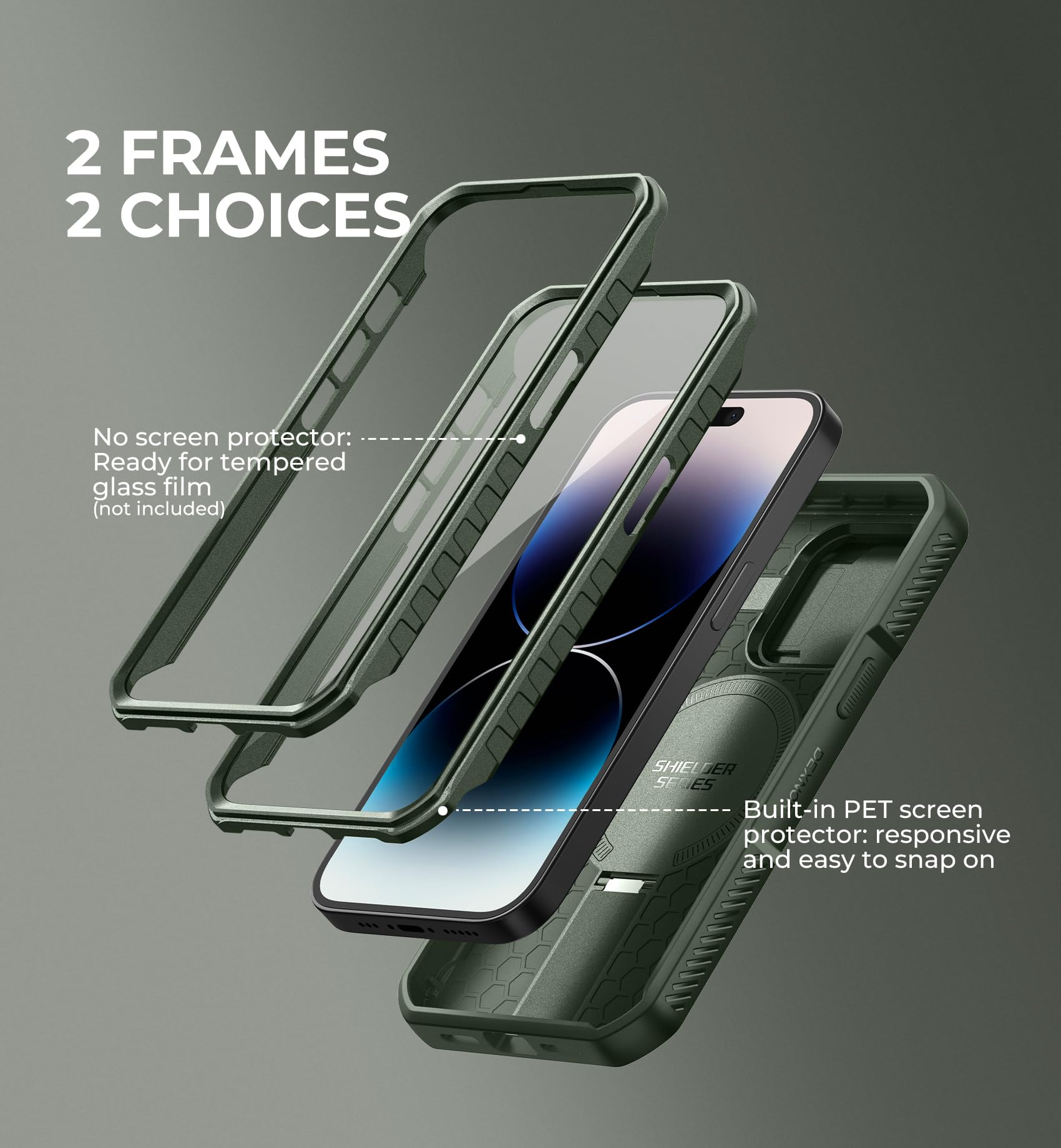 Foto 6 | Funda Dexnor Para Iphone 14 Pro Con Cámara Deslizante, Color Verde Militar - Venta Internacional.