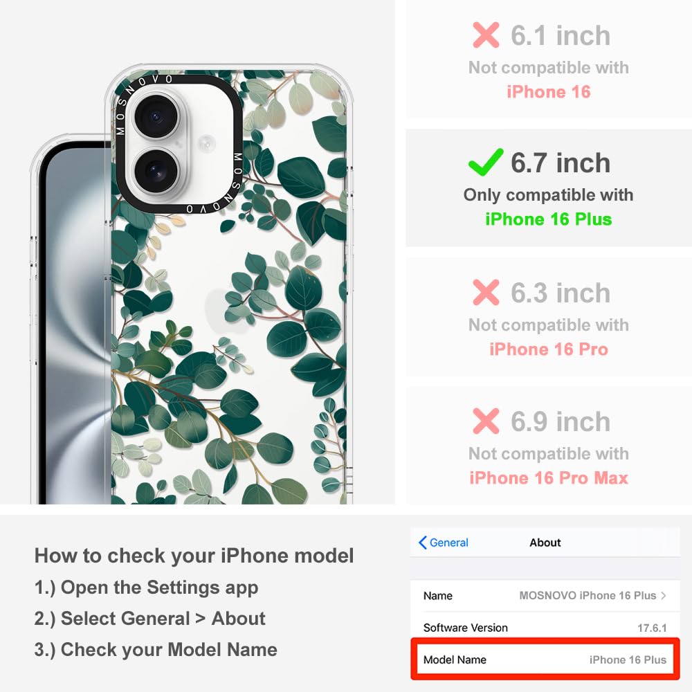 Foto 3 pulgar | Funda De Teléfono Mosnovo Para Iphone 16 Plus, Diseño De Eucalipto - Venta Internacional.