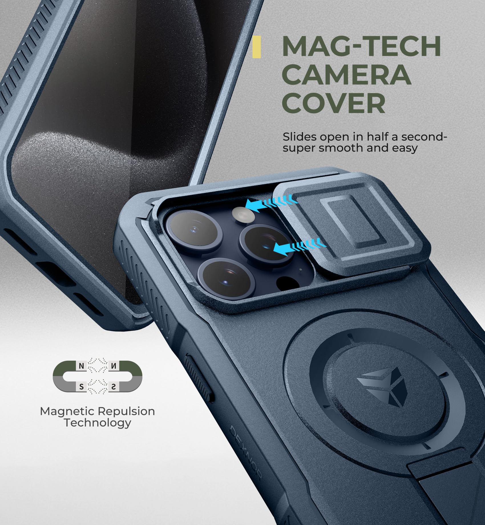 Foto 4 | Funda Dexnor Para Iphone 15 Pro Max Con Cámara Deslizante, Color Azul - Venta Internacional.
