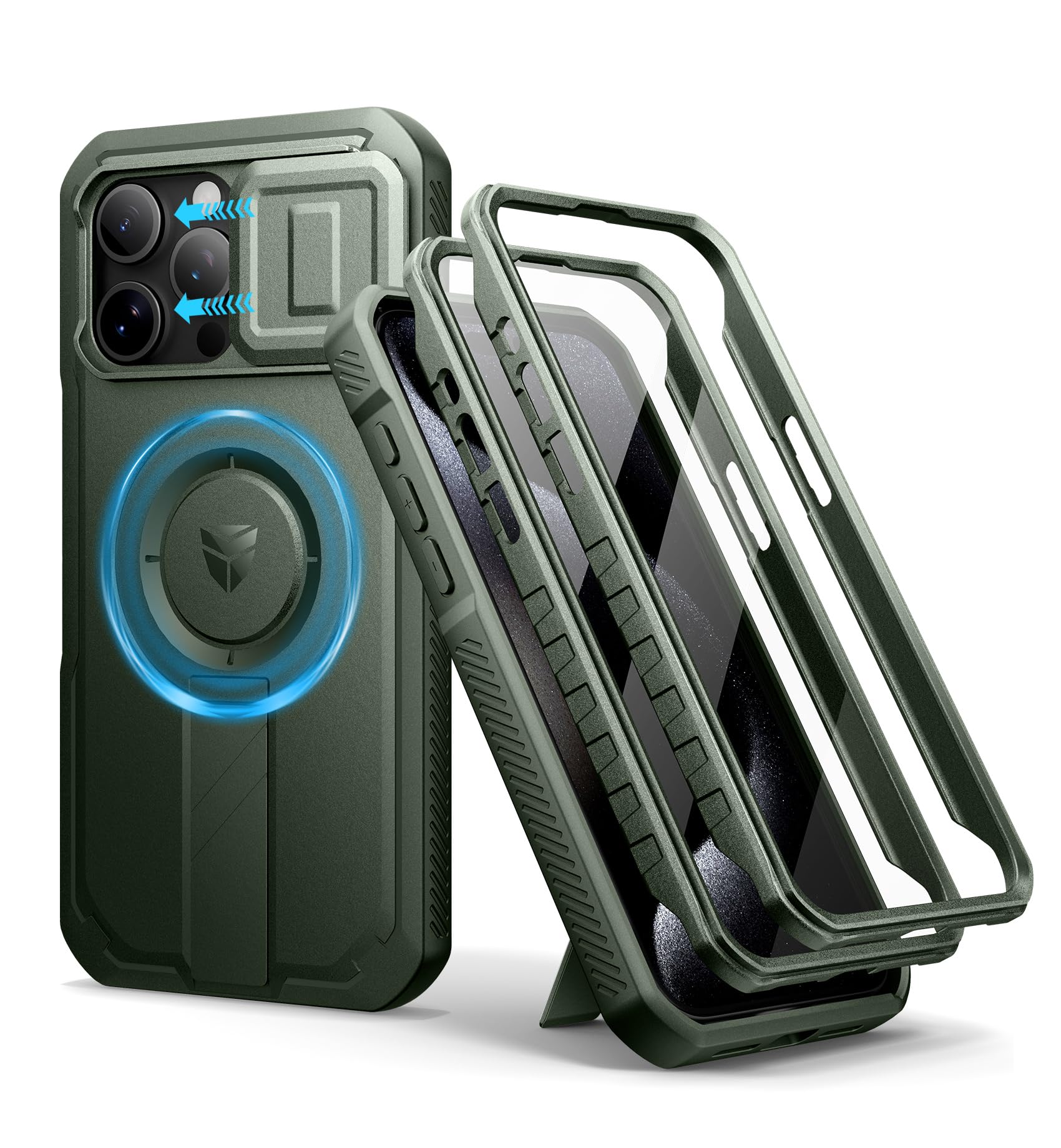 Foto 2 pulgar | Funda Dexnor Para Iphone 15 Pro Max Con Cámara Deslizante, Color Verde Militar - Venta Internacional.