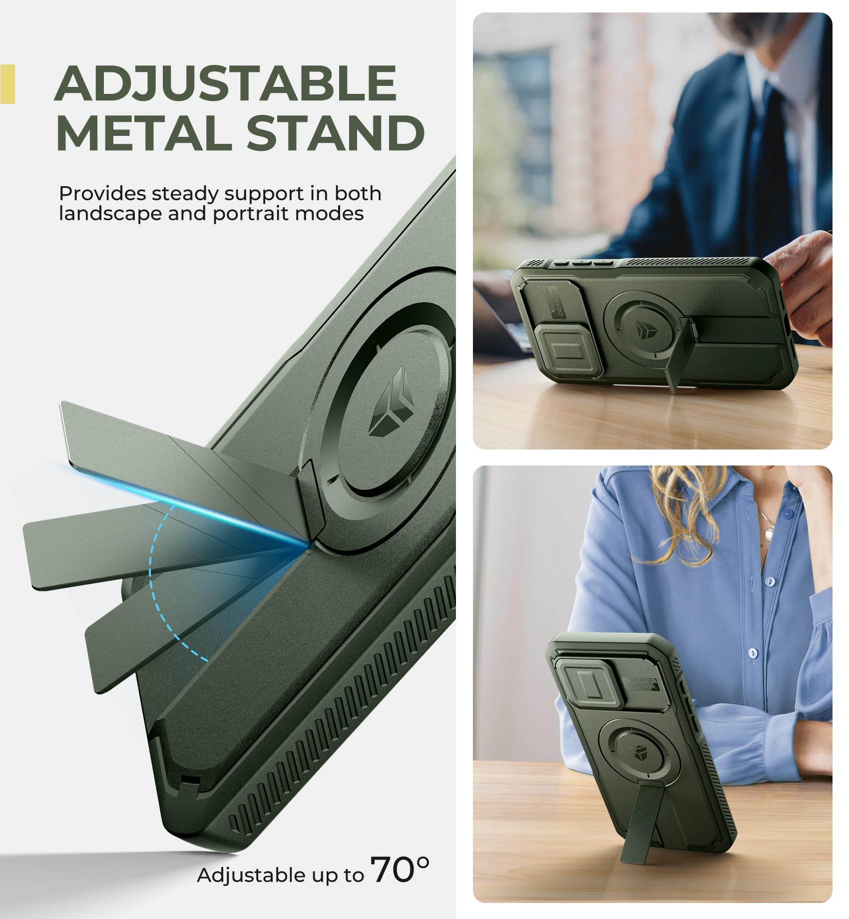 Foto 6 pulgar | Funda Dexnor Para Iphone 15 Pro Max Con Cámara Deslizante, Color Verde Militar - Venta Internacional.