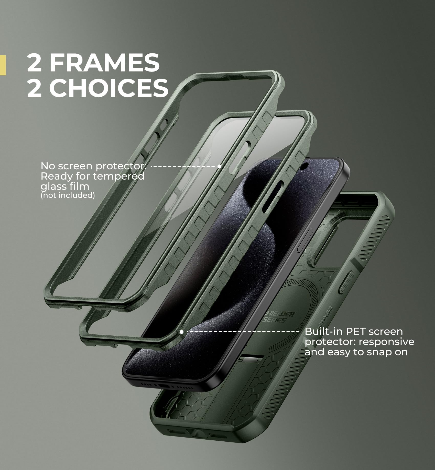 Foto 7 pulgar | Funda Dexnor Para Iphone 15 Pro Max Con Cámara Deslizante, Color Verde Militar - Venta Internacional.