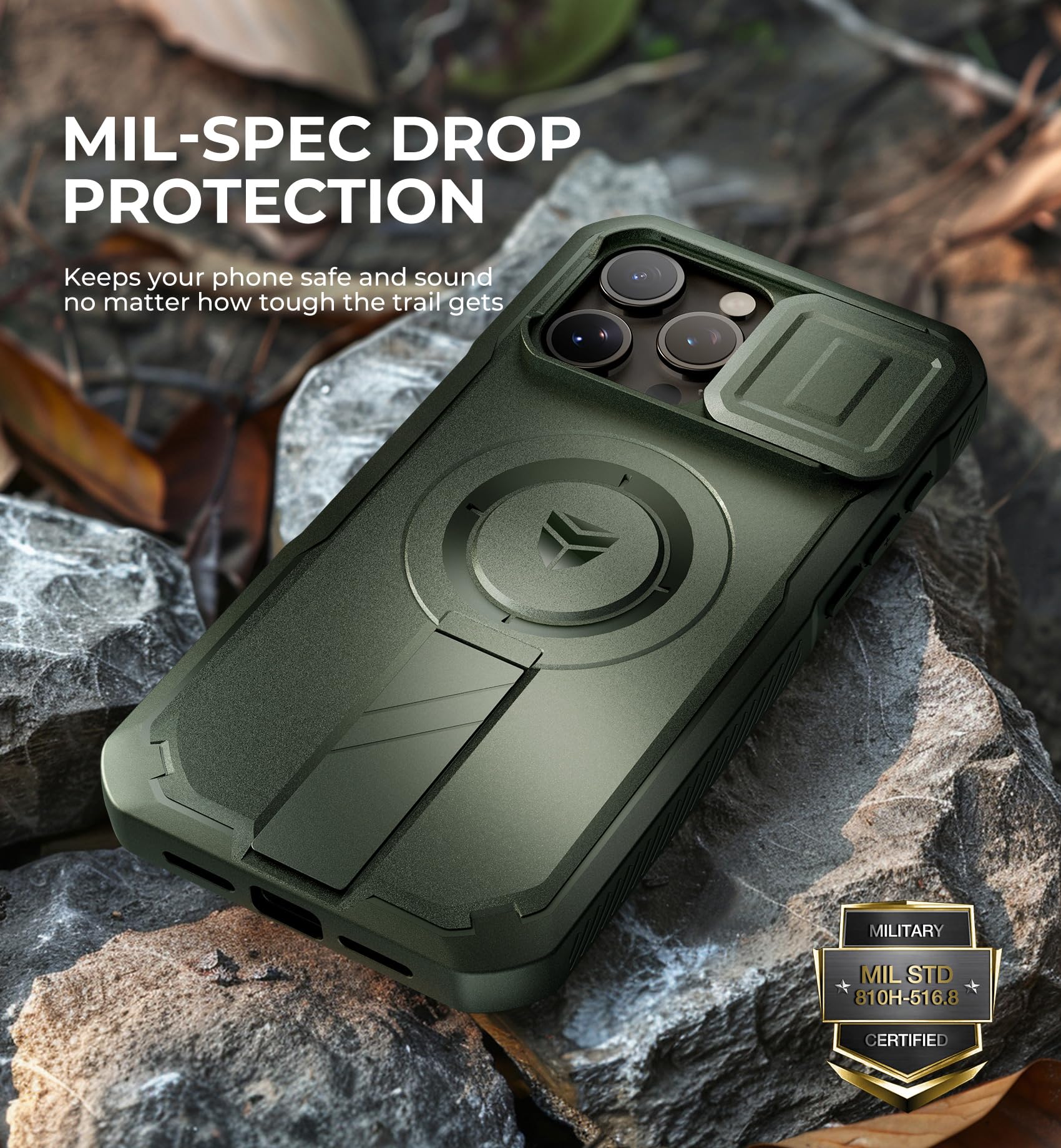 Foto 8 pulgar | Funda Dexnor Para Iphone 15 Pro Max Con Cámara Deslizante, Color Verde Militar - Venta Internacional.