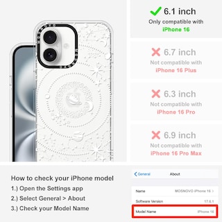 Foto 2 | Funda De Teléfono Mosnovo Para Iphone 16 De 6.1 Pulgadas Buffertech, Tpu Transparente - Venta Internacional.