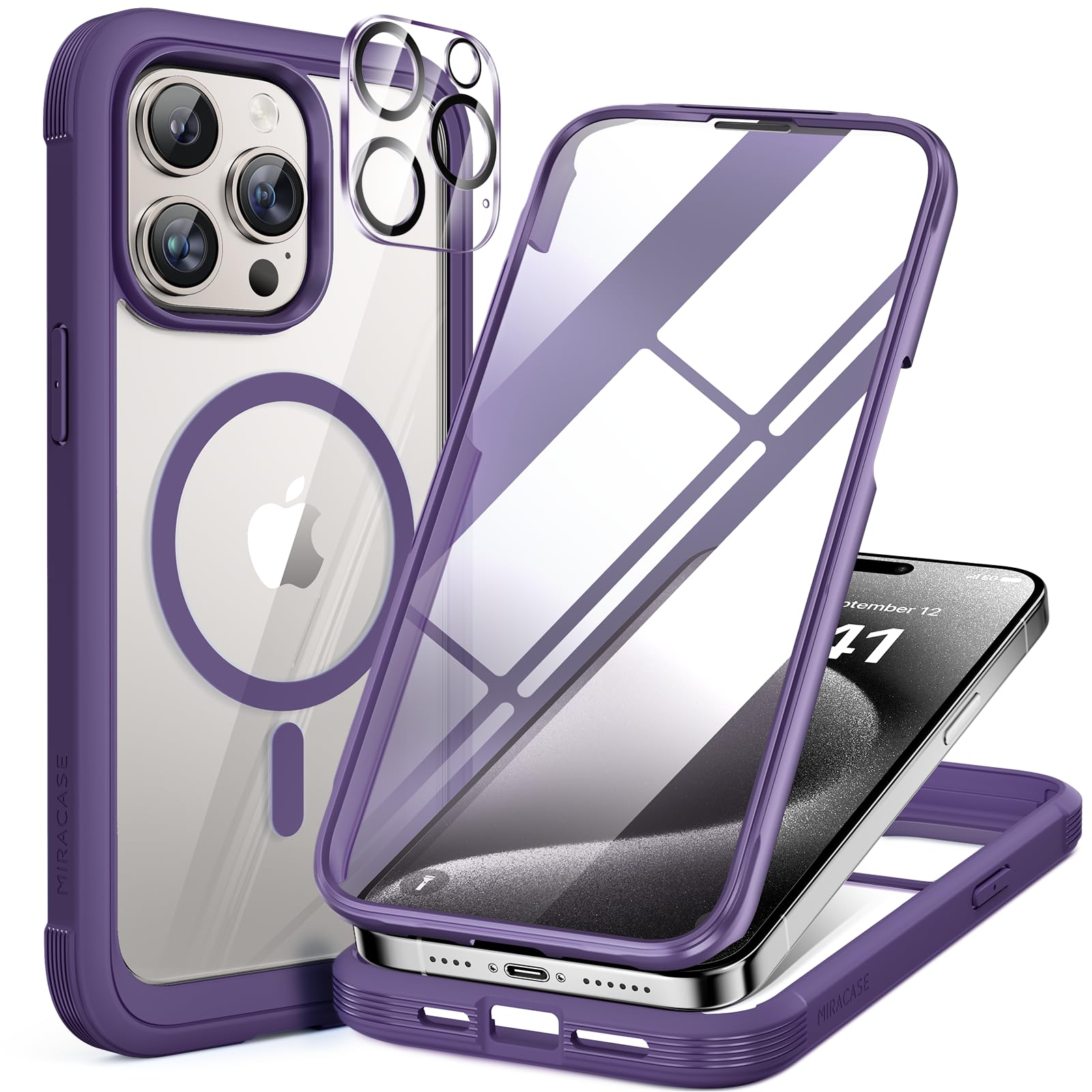 Foto 1 | Funda Para Teléfono Miracase Magnetic Con Vidrio Templado Para Iphone 15 Pro Max - Venta Internacional.