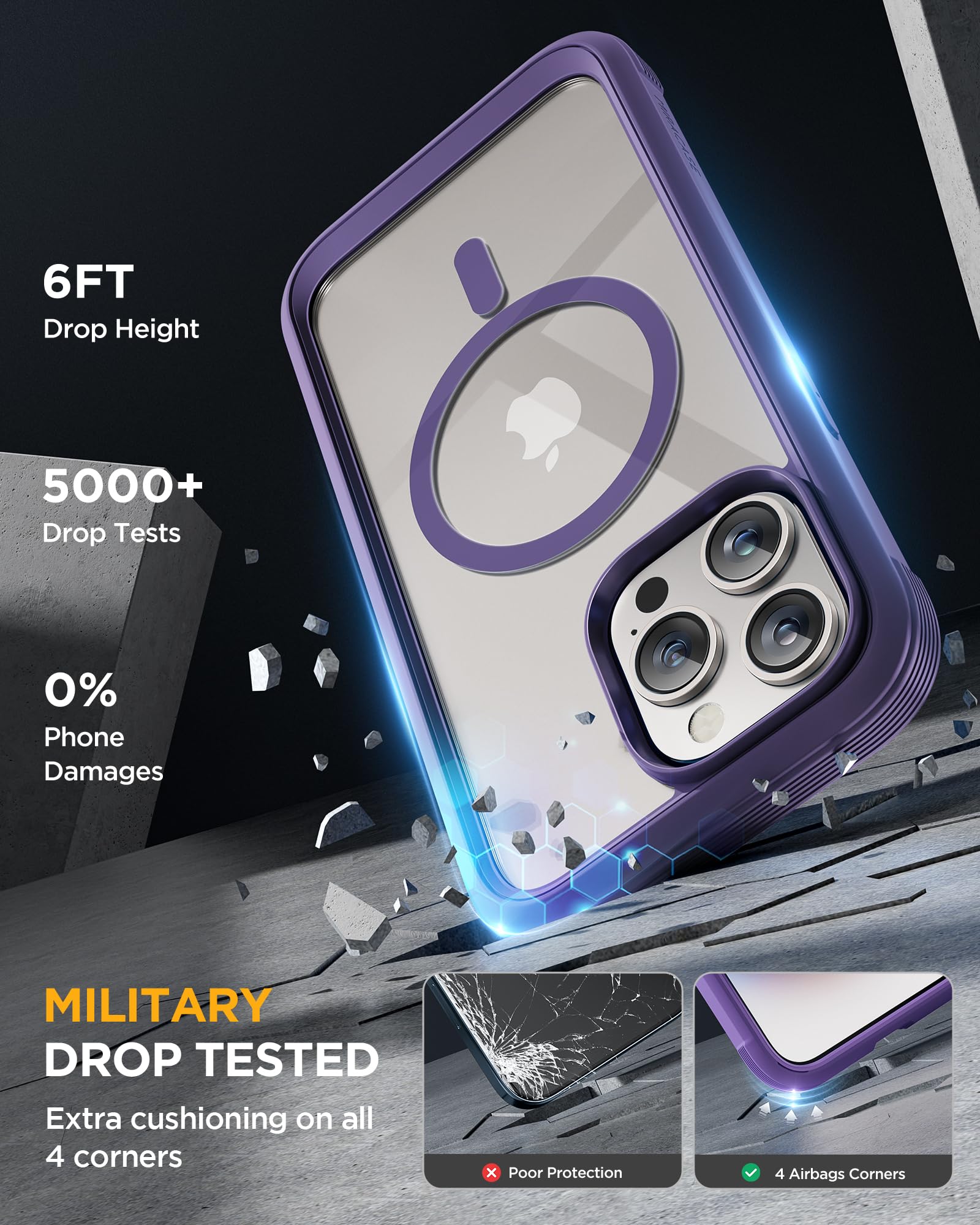 Foto 5 pulgar | Funda Para Teléfono Miracase Magnetic Con Vidrio Templado Para Iphone 15 Pro Max - Venta Internacional.