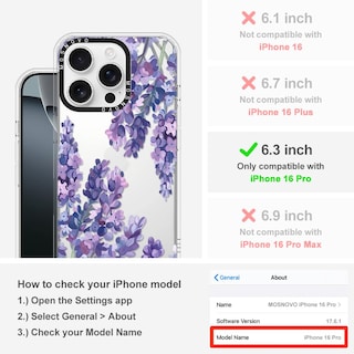 Foto 2 | Funda De Teléfono Mosnovo Para Iphone 16 Pro Buffertech Lavender - Venta Internacional.