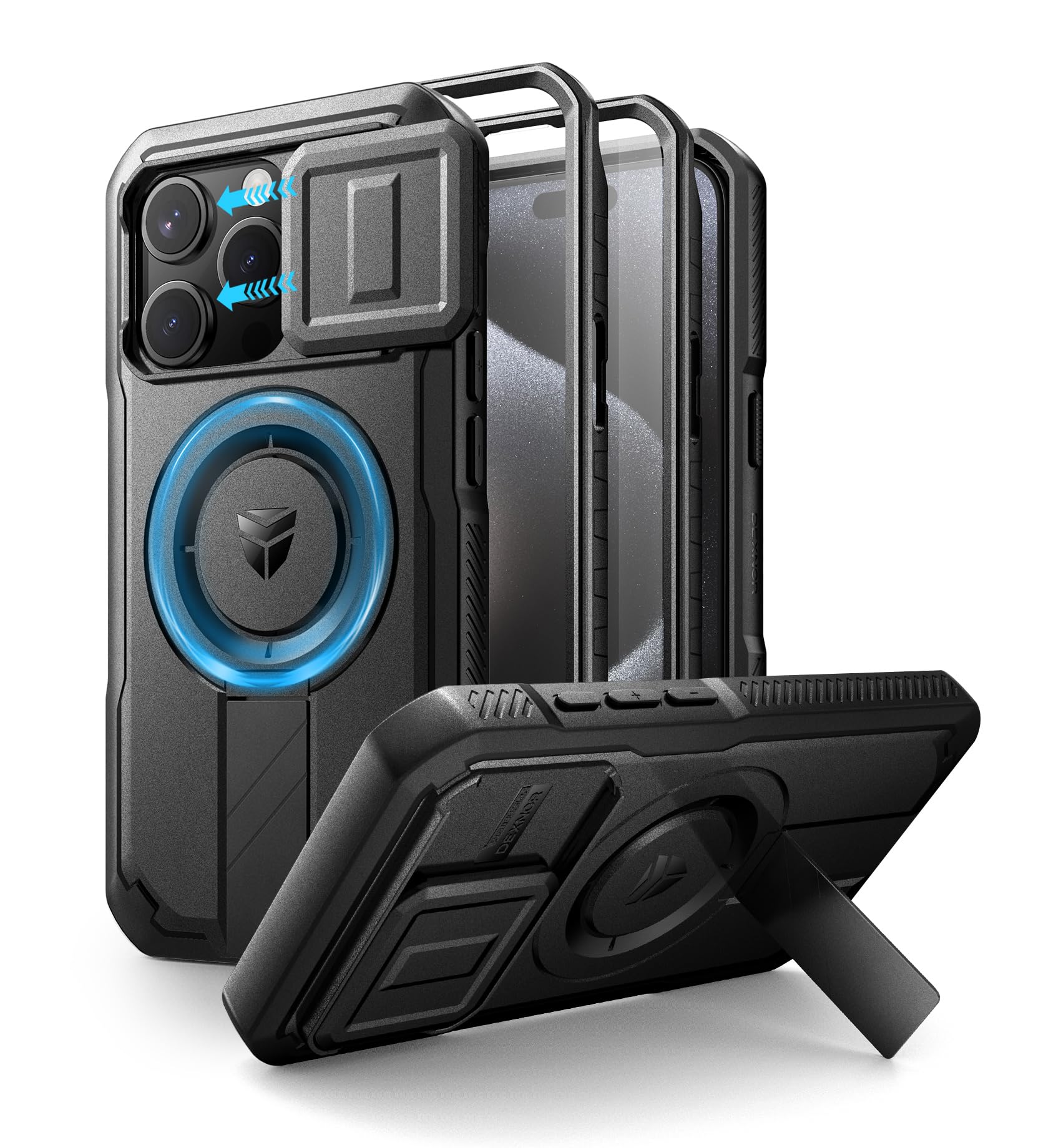 Foto 2 pulgar | Funda Dexnor Para Iphone 15 Pro Con Cámara Deslizante Negra - Venta Internacional.