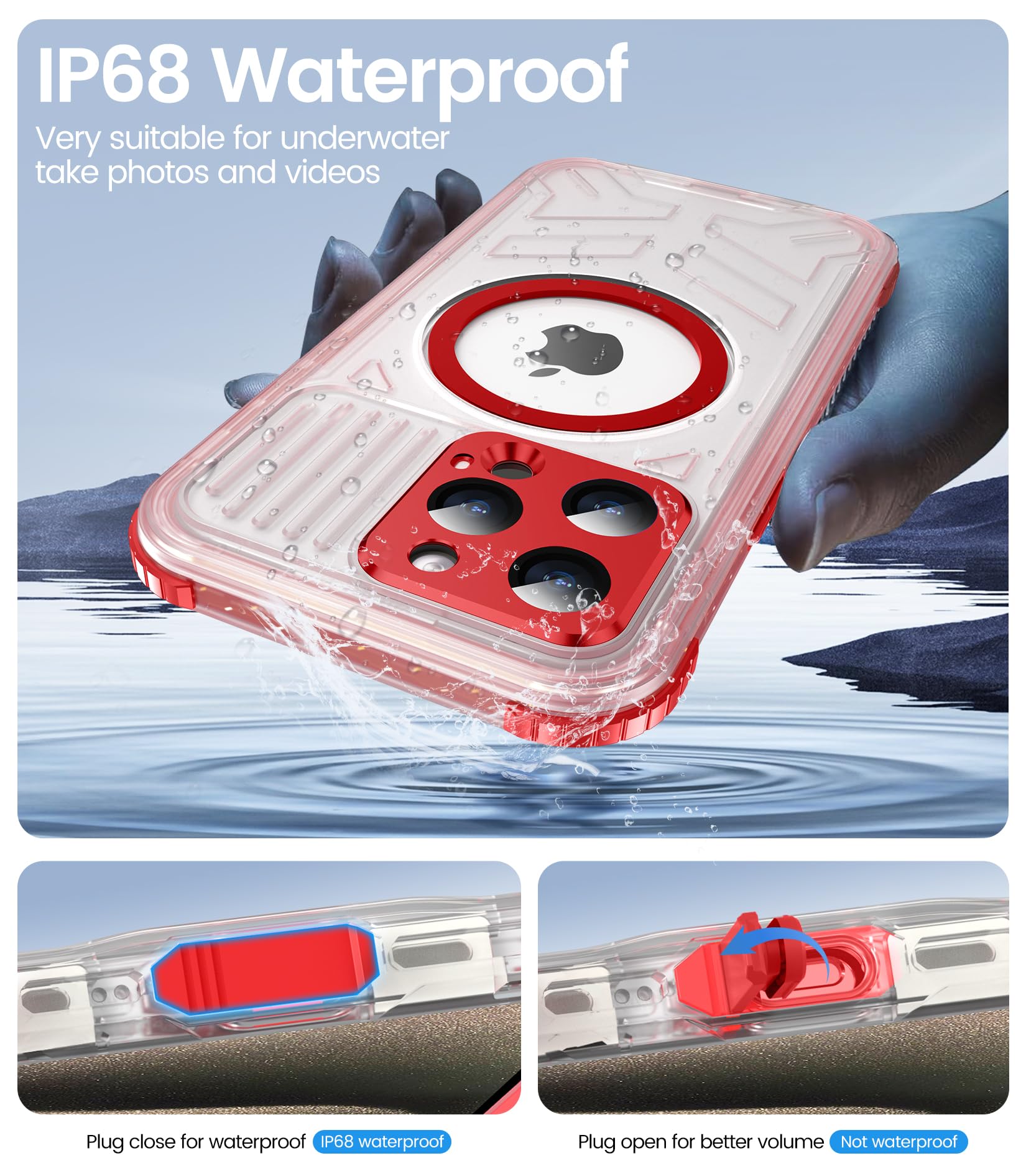Foto 5 pulgar | Funda De Teléfono Temdan Magnética Impermeable Para Iphone 15 Pro Max - Venta Internacional.