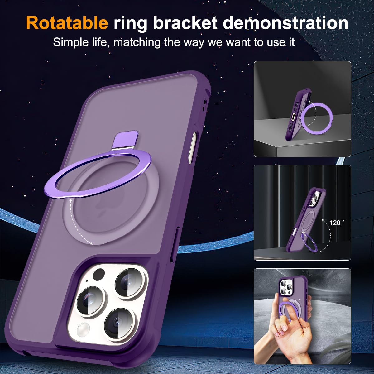 Foto 3 pulgar | Funda De Teléfono Sky-lmw Compatible Con Iphone 16 Pro Max, Color Morado - Venta Internacional.