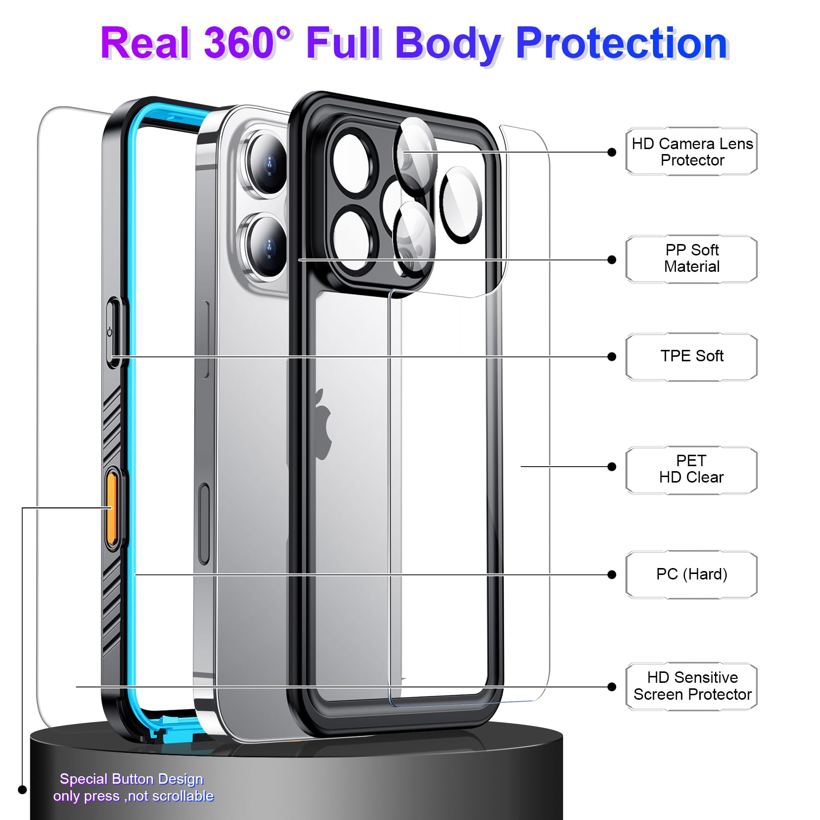 Foto 5 pulgar | Funda Impermeable Temdan Compatible Con Iphone 16 Pro 6.3 - Venta Internacional.