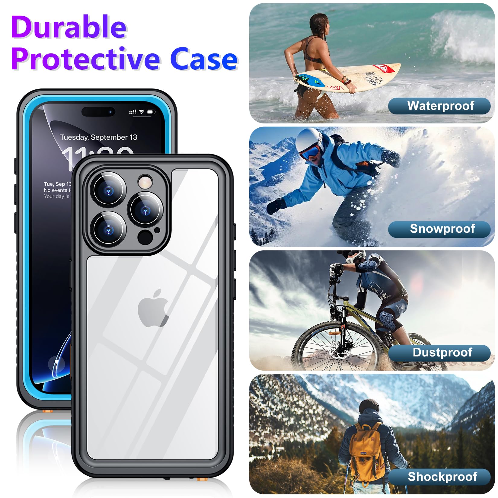 Foto 6 pulgar | Funda Impermeable Temdan Compatible Con Iphone 16 Pro 6.3 - Venta Internacional.