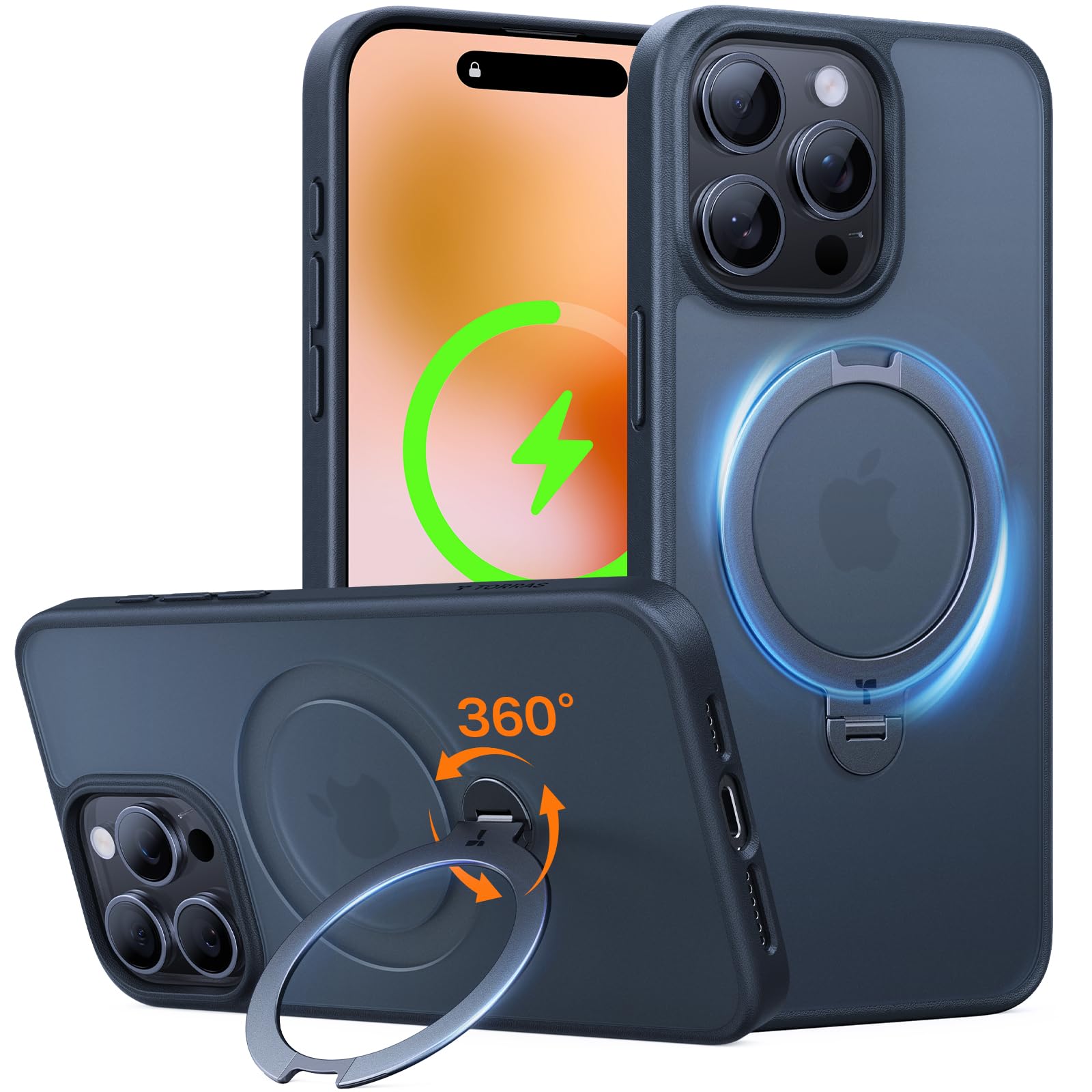 Funda De Teléfono Torras Ostand Spin Para Iphone 14 Pro Negra - Venta Internacional.