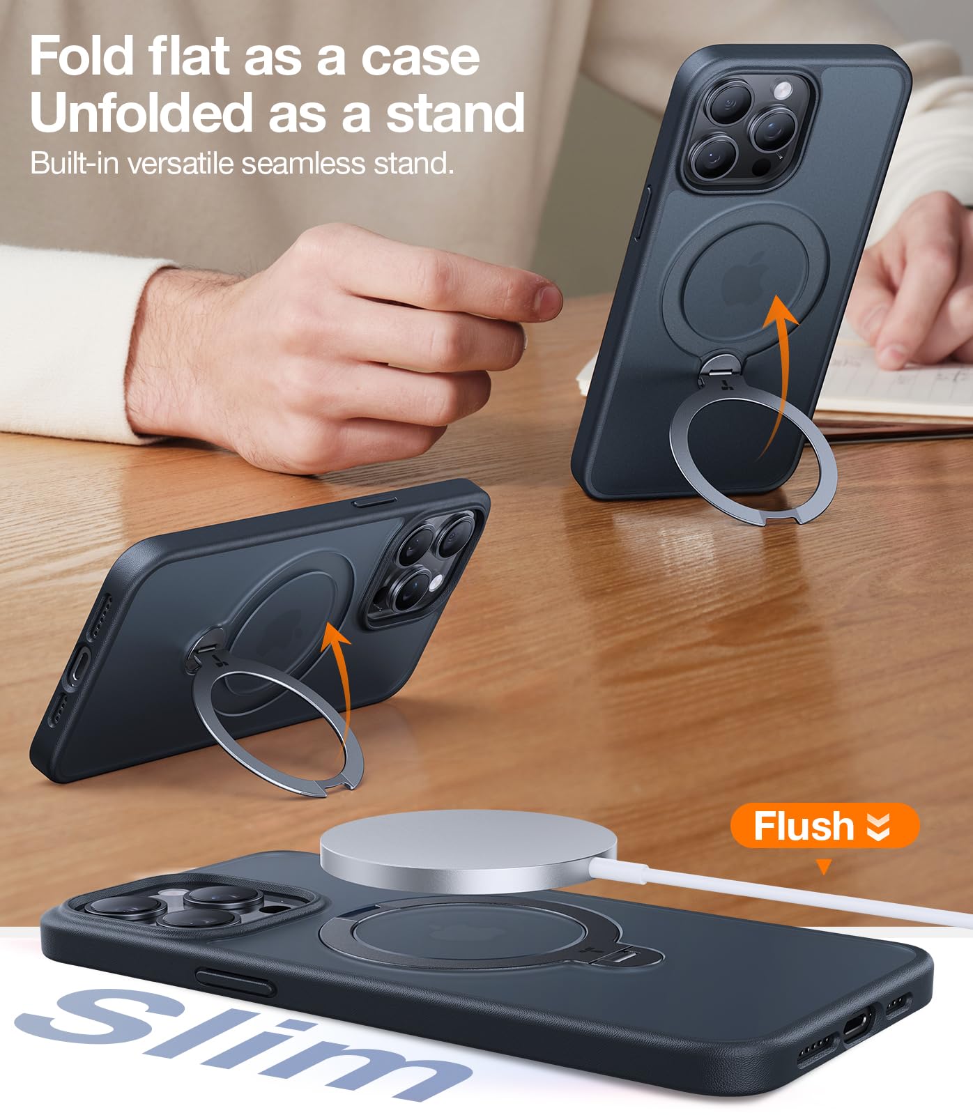 Foto 5 pulgar | Funda De Teléfono Torras Ostand Spin Para Iphone 14 Pro Negra - Venta Internacional.