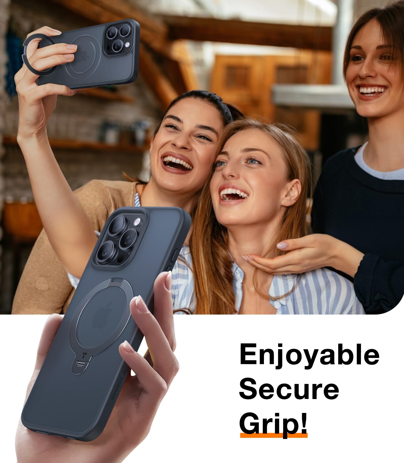Foto 7 pulgar | Funda De Teléfono Torras Ostand Spin Para Iphone 14 Pro Negra - Venta Internacional.
