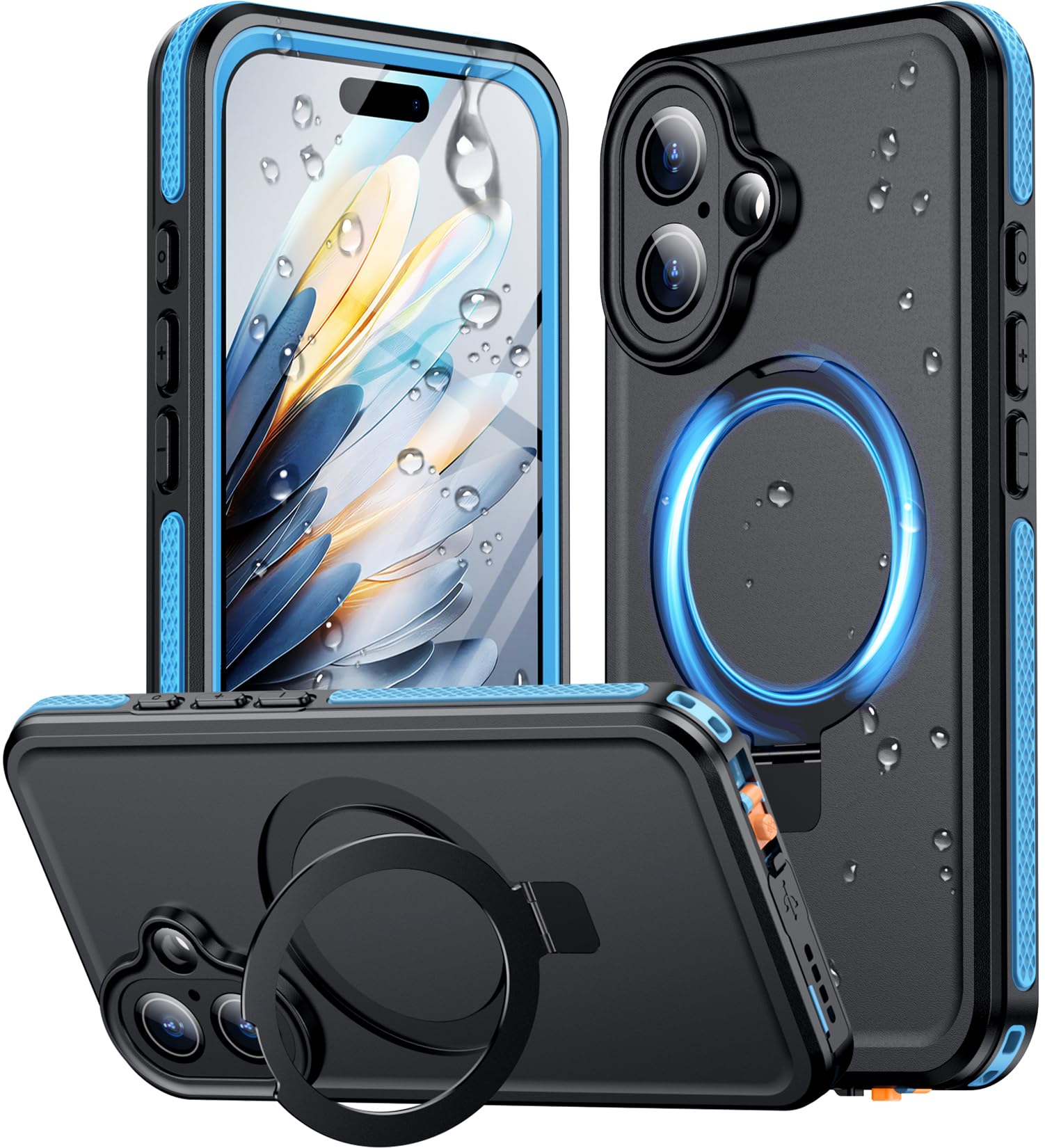 Foto 2 pulgar | Funda De Teléfono Temdan Magnética Impermeable Para Iphone 16 De 6.1 Pulgadas, Azul - Venta Internacional.