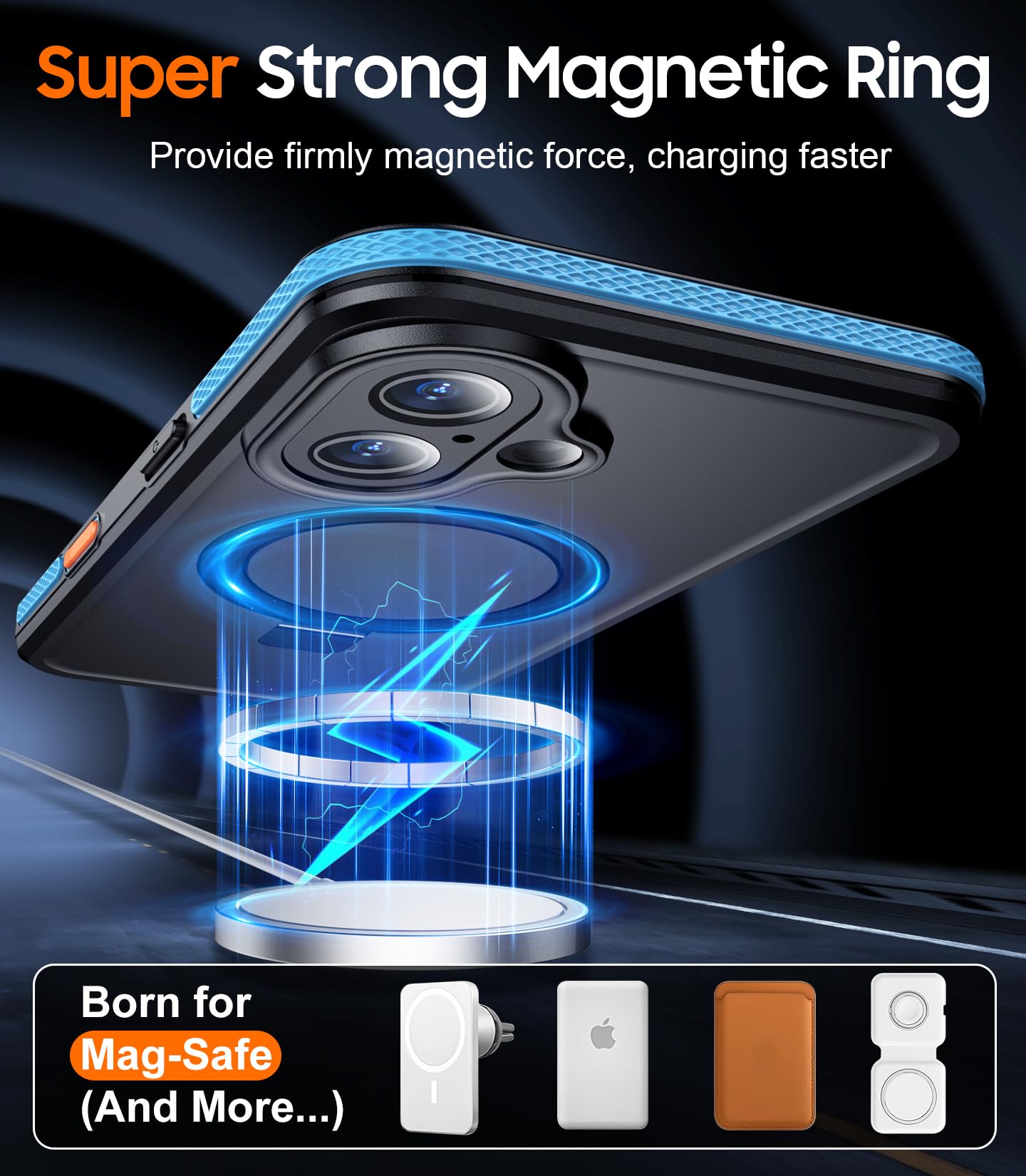 Foto 6 pulgar | Funda De Teléfono Temdan Magnética Impermeable Para Iphone 16 De 6.1 Pulgadas, Azul - Venta Internacional.