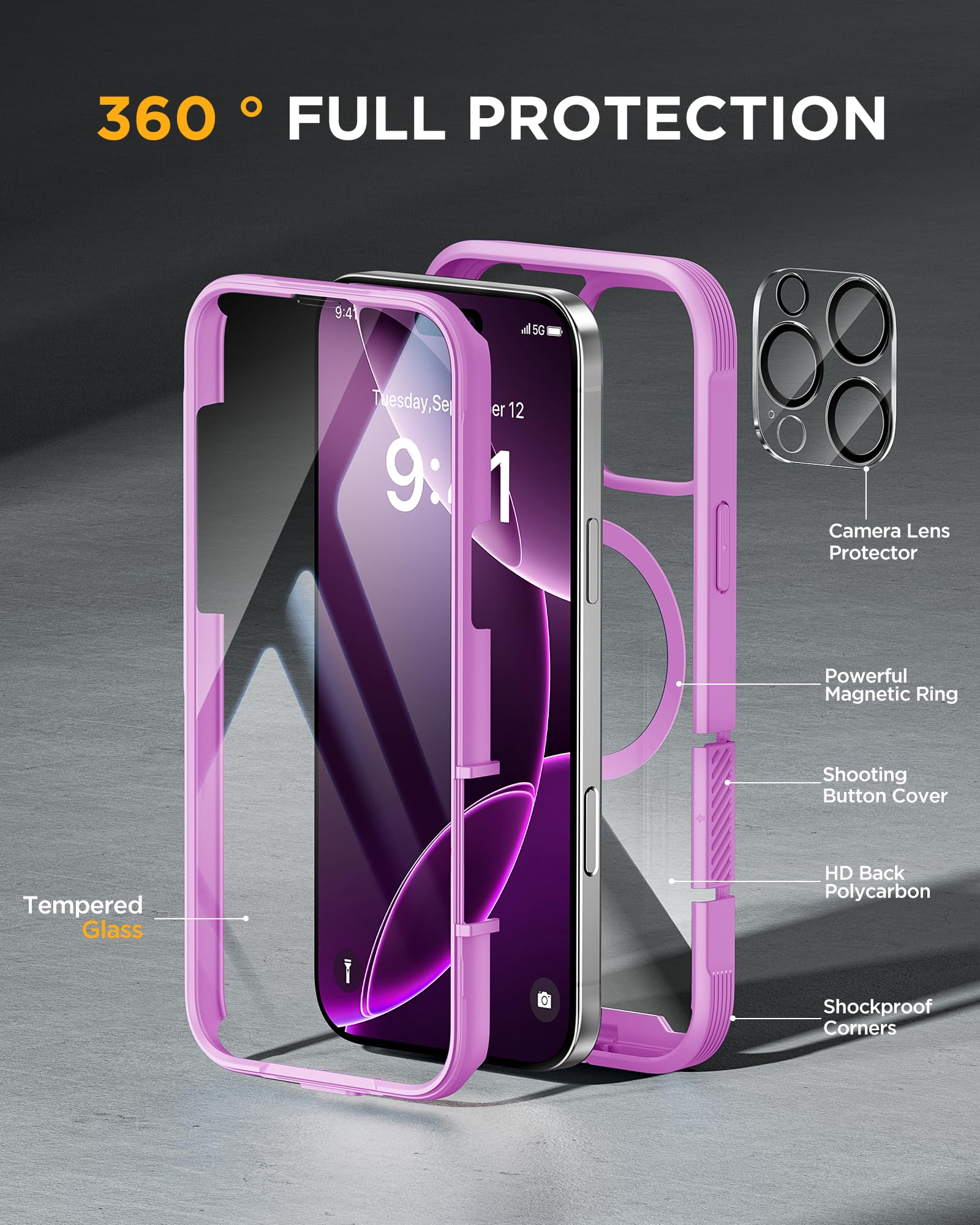 Foto 3 pulgar | Funda Miracase Para Iphone 16 Pro Max Con Protector De Pantalla - Venta Internacional.