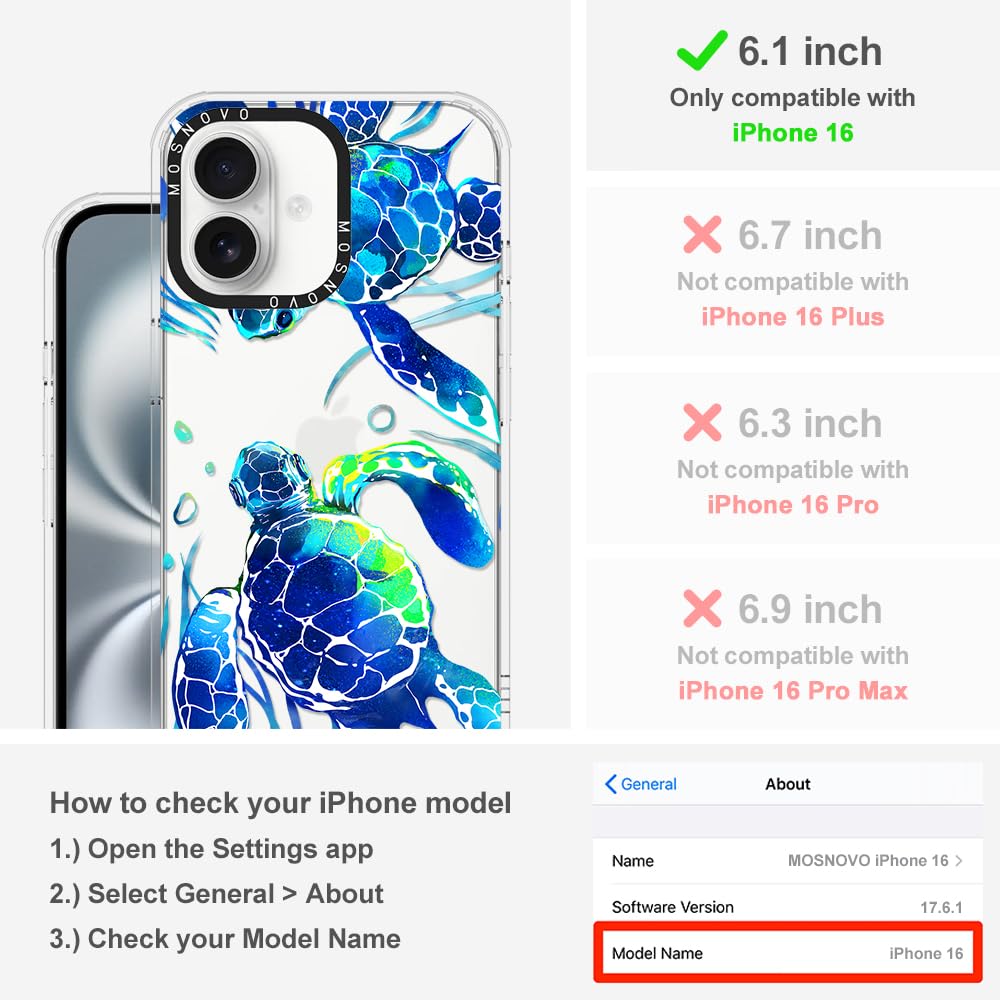 Foto 3 pulgar | Funda Para Teléfono Mosnovo Buffertech A Prueba De Golpes Para Iphone 16, Tortugas Marinas - Venta Internacional.