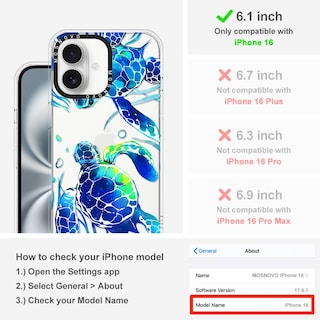 Foto 2 | Funda Para Teléfono Mosnovo Buffertech A Prueba De Golpes Para Iphone 16, Tortugas Marinas - Venta Internacional.