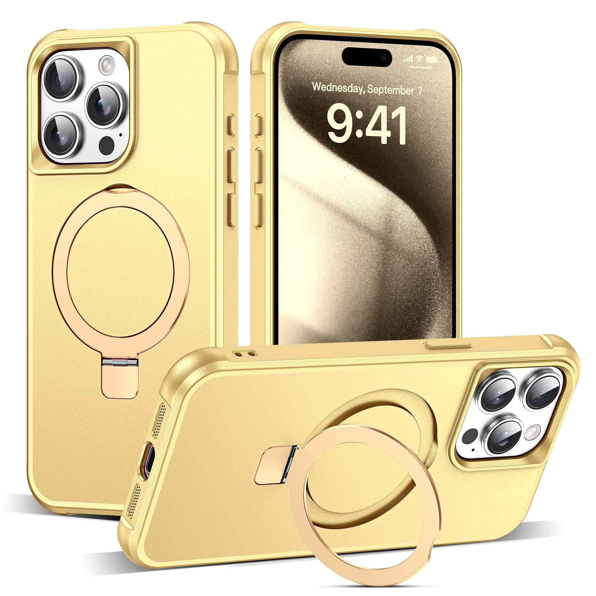 Foto 1 | Funda De Teléfono Skylmw Compatible Con Iphone 15 Pro Con Soporte Dorado - Venta Internacional.