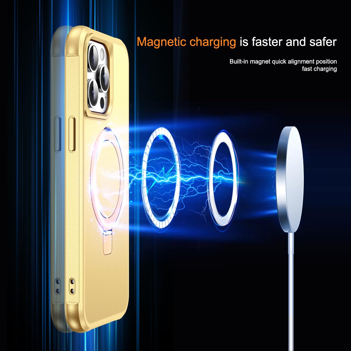 Foto 3 | Funda De Teléfono Skylmw Compatible Con Iphone 15 Pro Con Soporte Dorado - Venta Internacional.