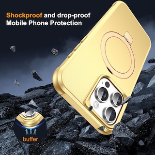 Foto 7 | Funda De Teléfono Skylmw Compatible Con Iphone 15 Pro Con Soporte Dorado - Venta Internacional.