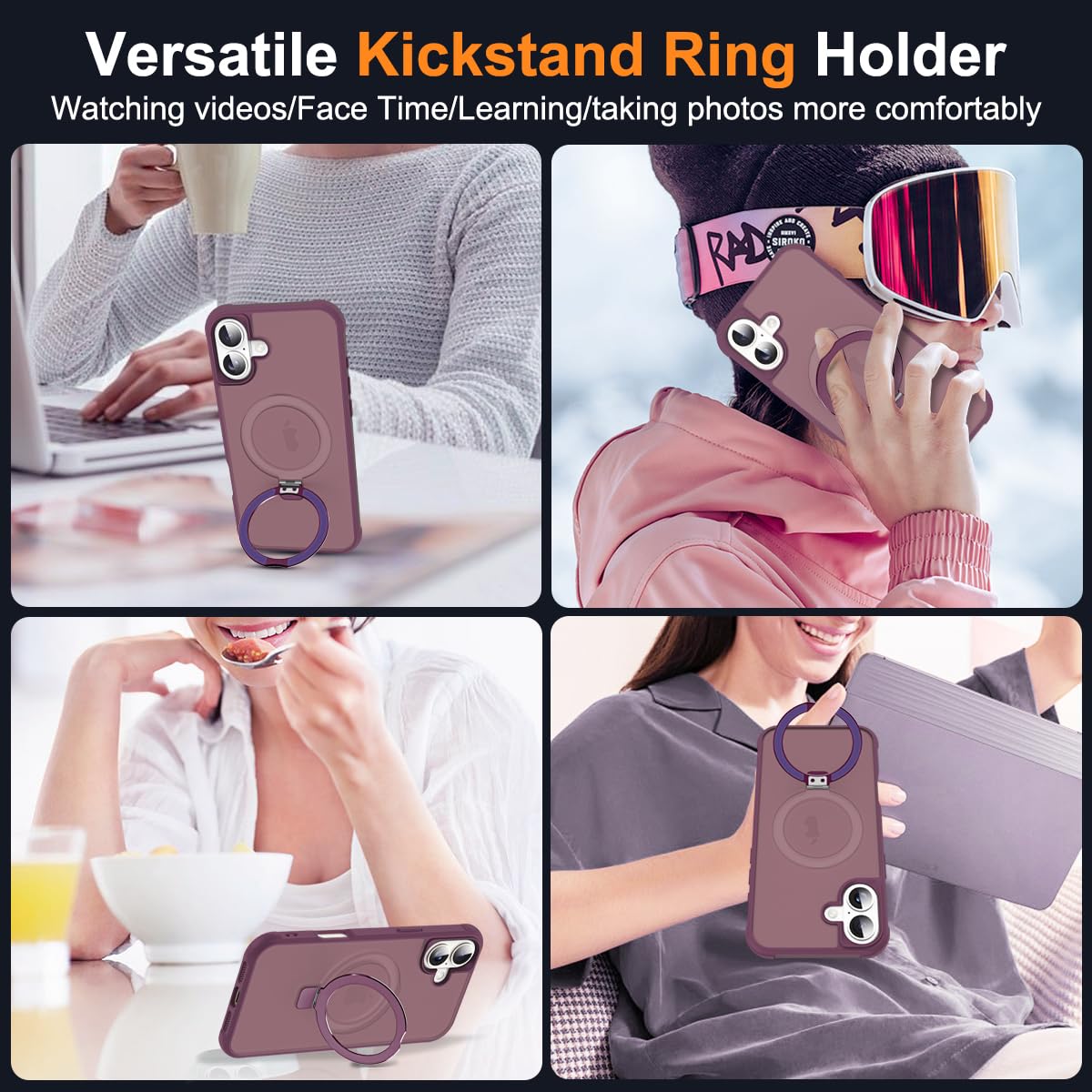 Foto 6 pulgar | Funda De Teléfono Skylmw Compatible Con Iphone 16 6.1, Color Rojo Vino - Venta Internacional.