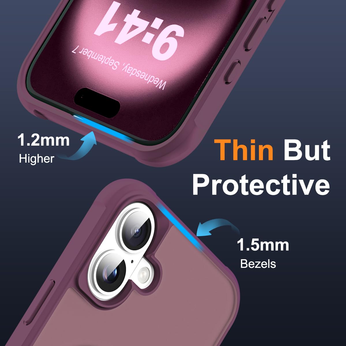 Foto 7 pulgar | Funda De Teléfono Skylmw Compatible Con Iphone 16 6.1, Color Rojo Vino - Venta Internacional.