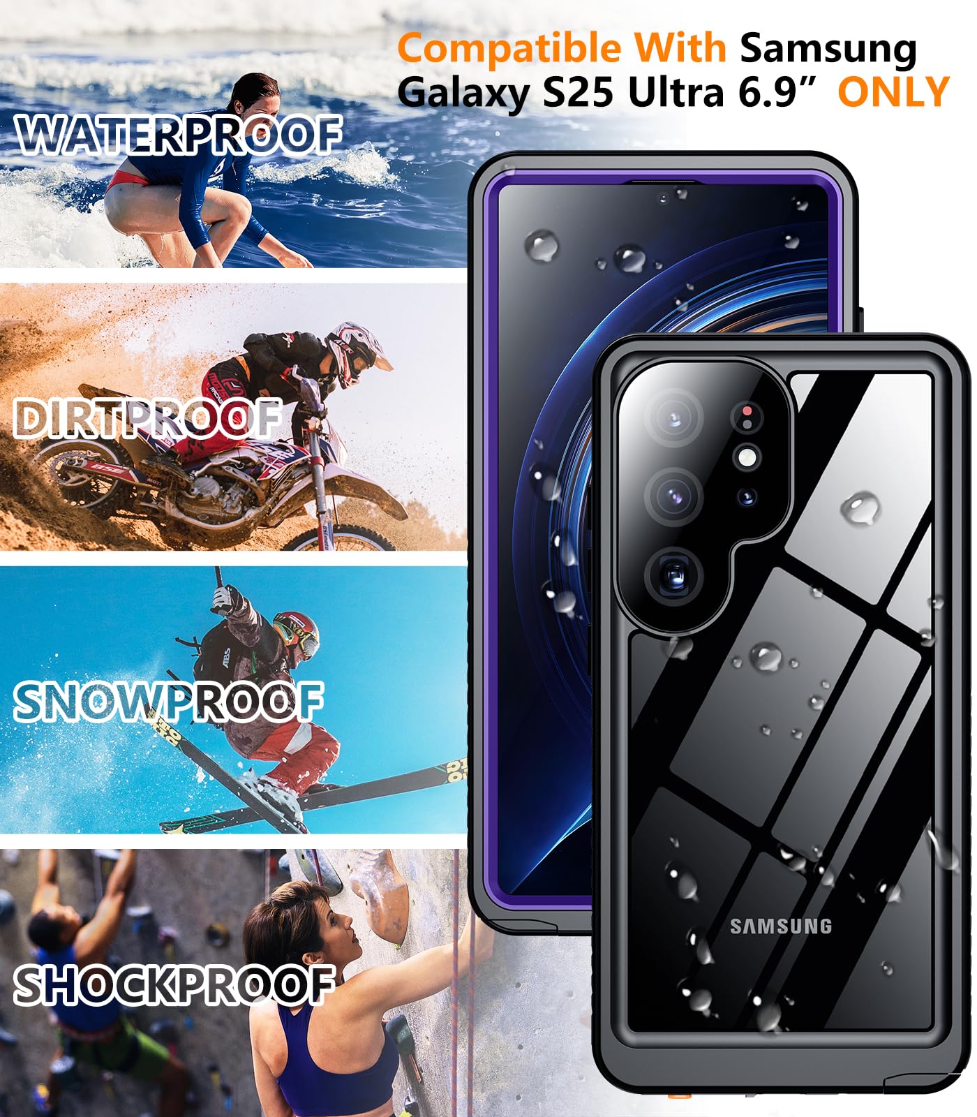 Foto 2 | Funda De Teléfono Temdan Impermeable Con Lente Para Samsung Galaxy S25 Ultra - Venta Internacional.