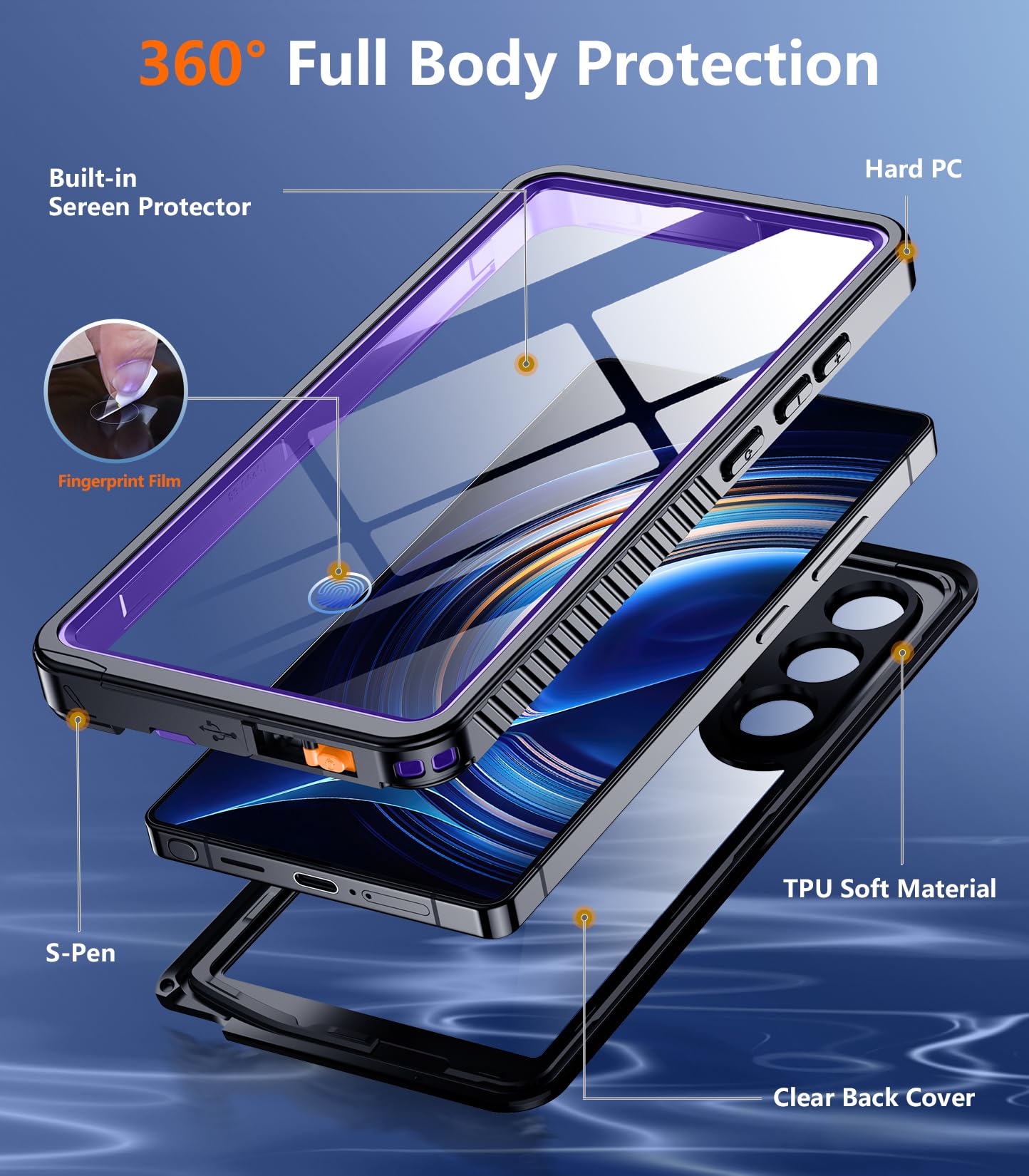 Foto 6 pulgar | Funda De Teléfono Temdan Impermeable Con Lente Para Samsung Galaxy S25 Ultra - Venta Internacional.