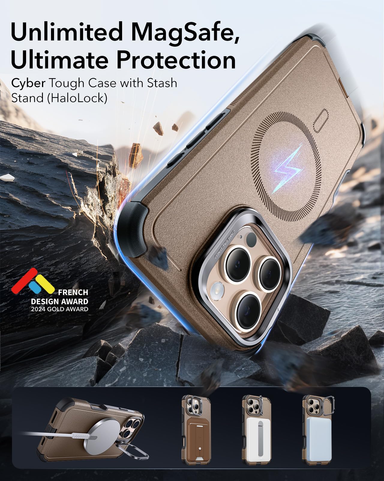 Foto 4 pulgar | Funda De Teléfono Esr Cyber Series Con Soporte Para Iphone 16 Pro Max - Venta Internacional.