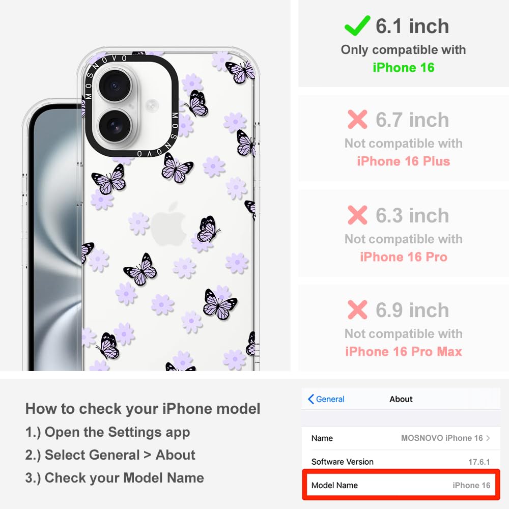 Foto 3 pulgar | Funda Para Teléfono Mosnovo Buffertech Para Iphone 16, 6.6 Pies De Caída, Color Lila - Venta Internacional.