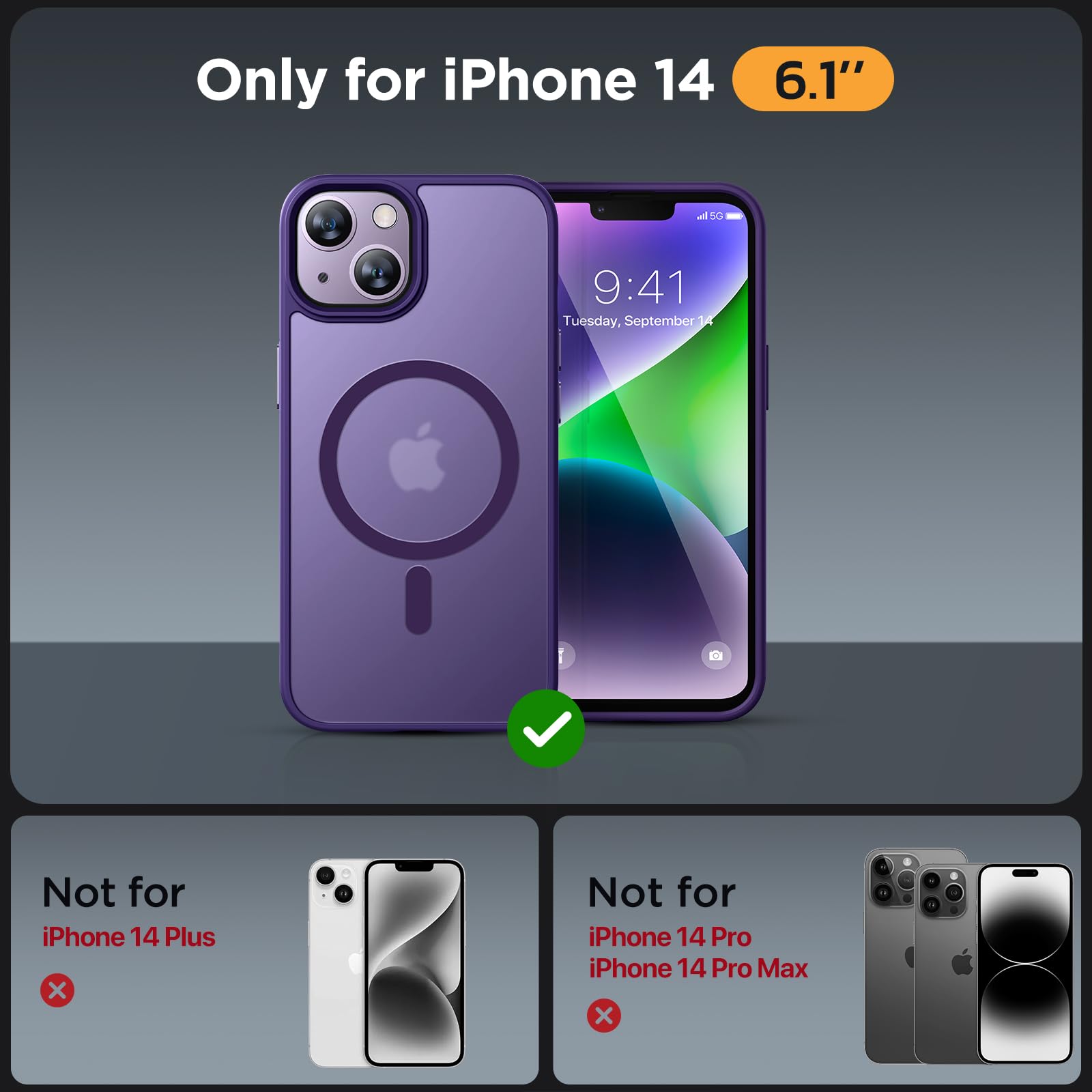 Foto 3 pulgar | Funda Para Teléfono Miracase Magnetic Series Para Iphone 14, Color Morado Oscuro - Venta Internacional.