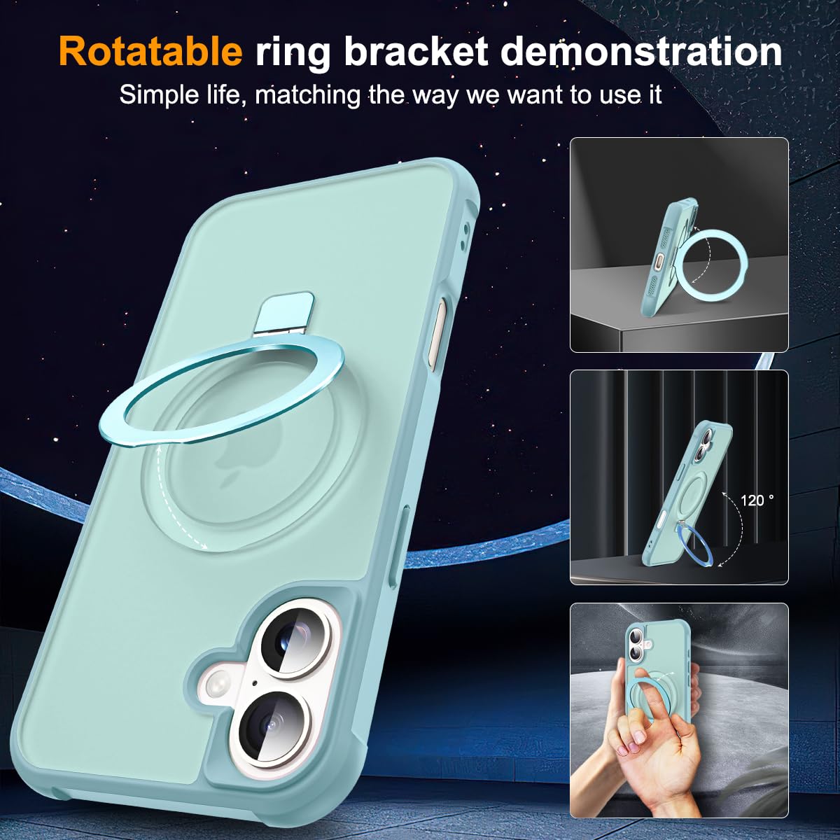 Foto 3 pulgar | Funda De Teléfono Sky-lmw Compatible Con Iphone 16 Plus, Color Azul - Venta Internacional.