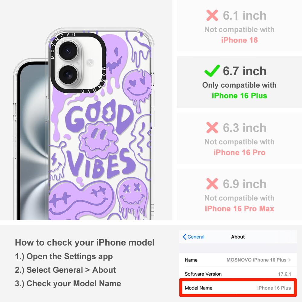 Foto 3 pulgar | Funda De Teléfono Mosnovo Para Iphone 16 Plus Good Vibes - Venta Internacional.