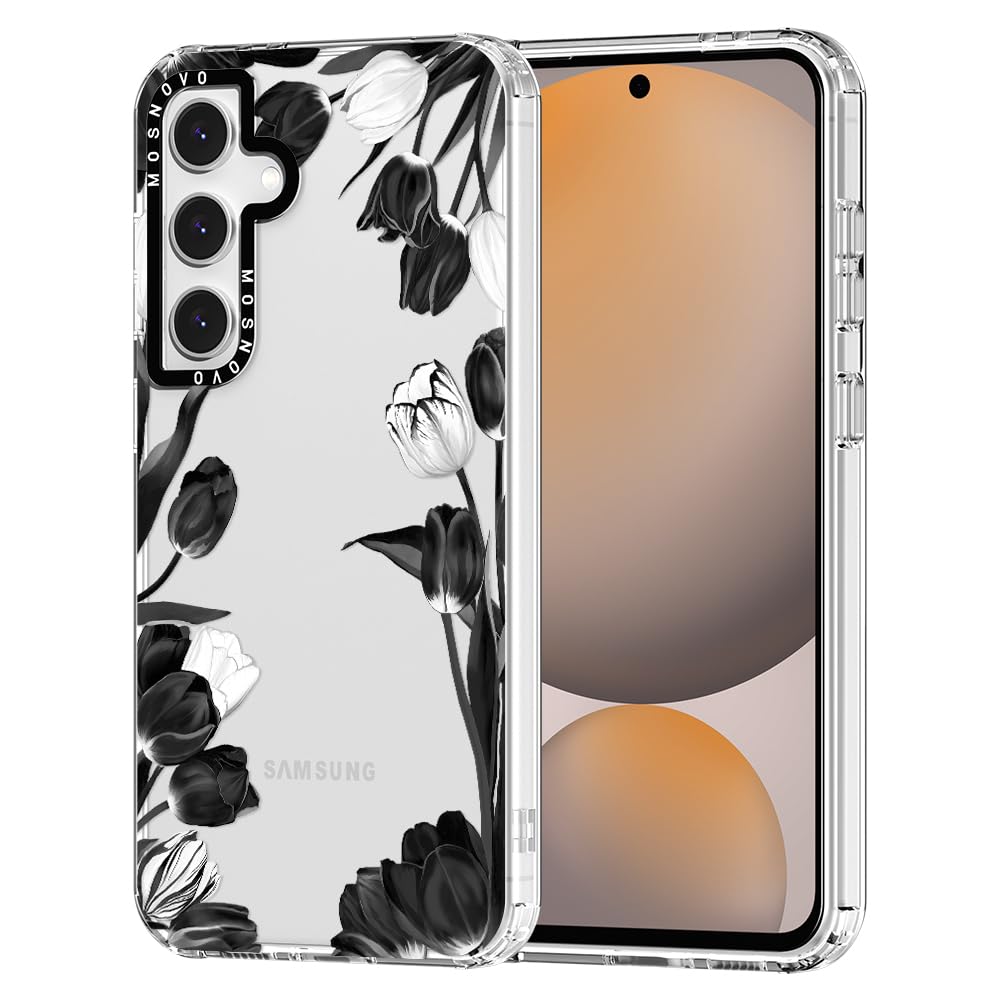 Funda De Teléfono Mosnovo Para Samsung Galaxy S24 Fe Black White Tulipanes - Venta Internacional.