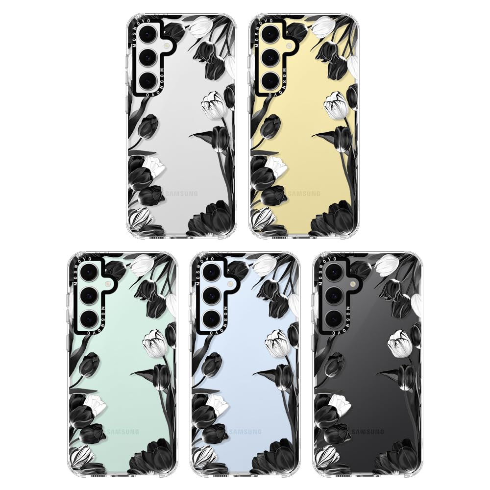 Foto 4 pulgar | Funda De Teléfono Mosnovo Para Samsung Galaxy S24 Fe Black White Tulipanes - Venta Internacional.
