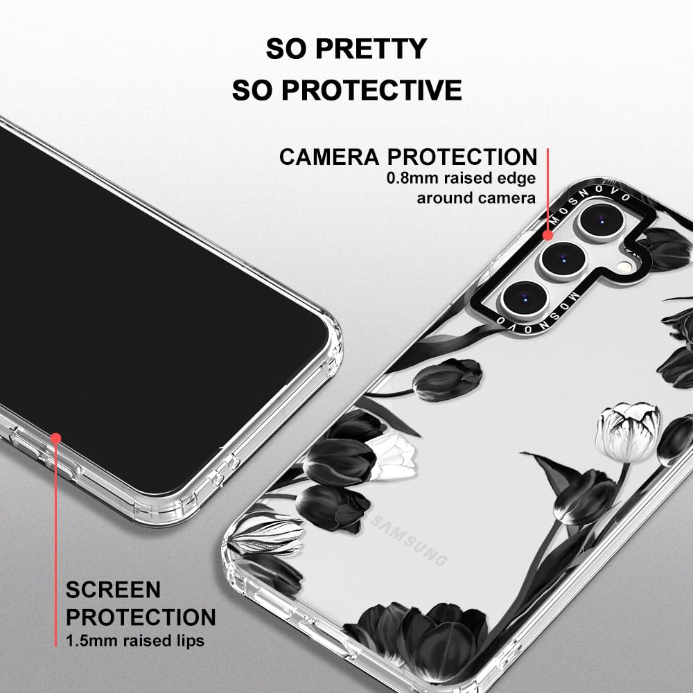 Foto 5 pulgar | Funda De Teléfono Mosnovo Para Samsung Galaxy S24 Fe Black White Tulipanes - Venta Internacional.