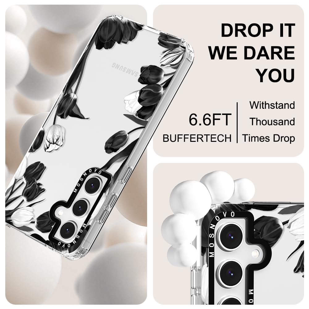Foto 6 pulgar | Funda De Teléfono Mosnovo Para Samsung Galaxy S24 Fe Black White Tulipanes - Venta Internacional.