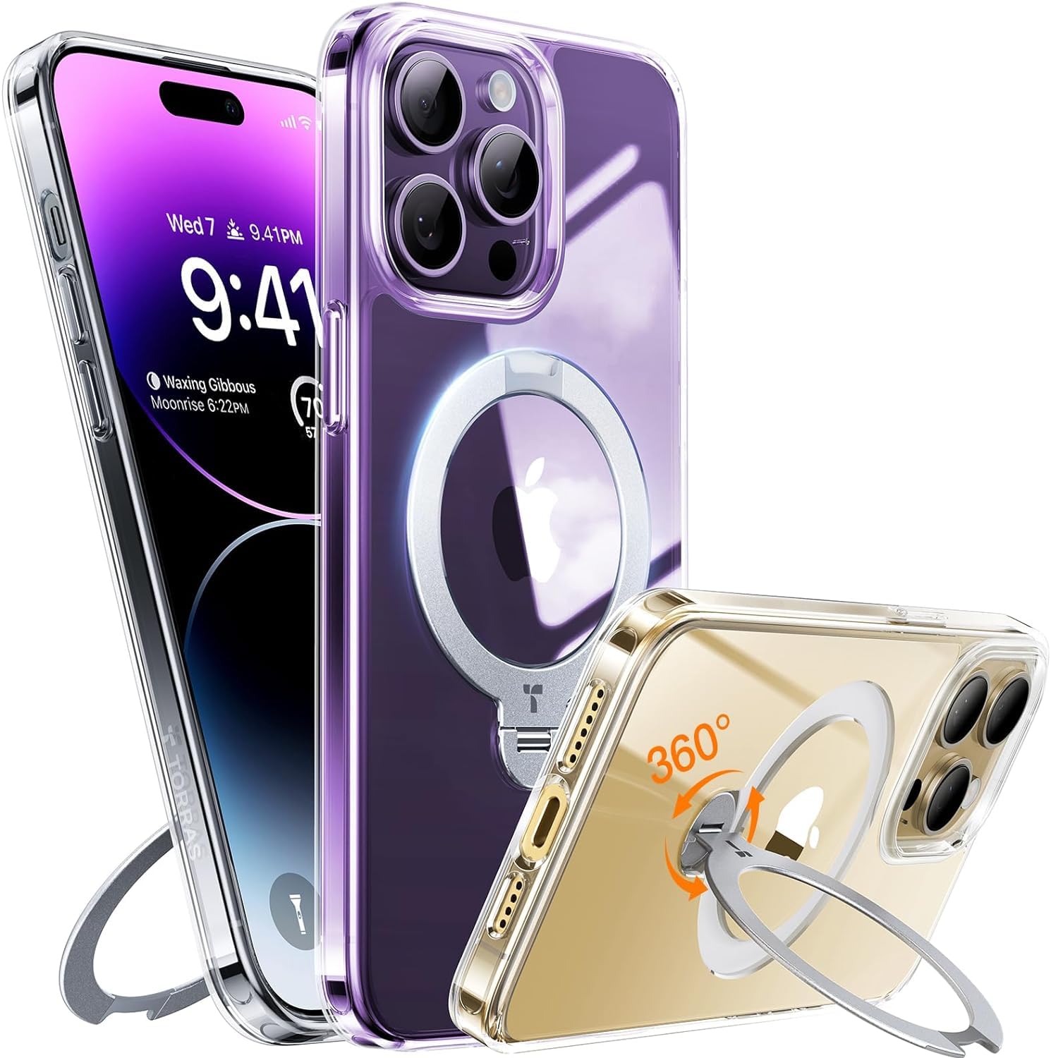Funda De Teléfono Torras Ostand Spin Para Iphone 14 Pro Clear - Venta Internacional.