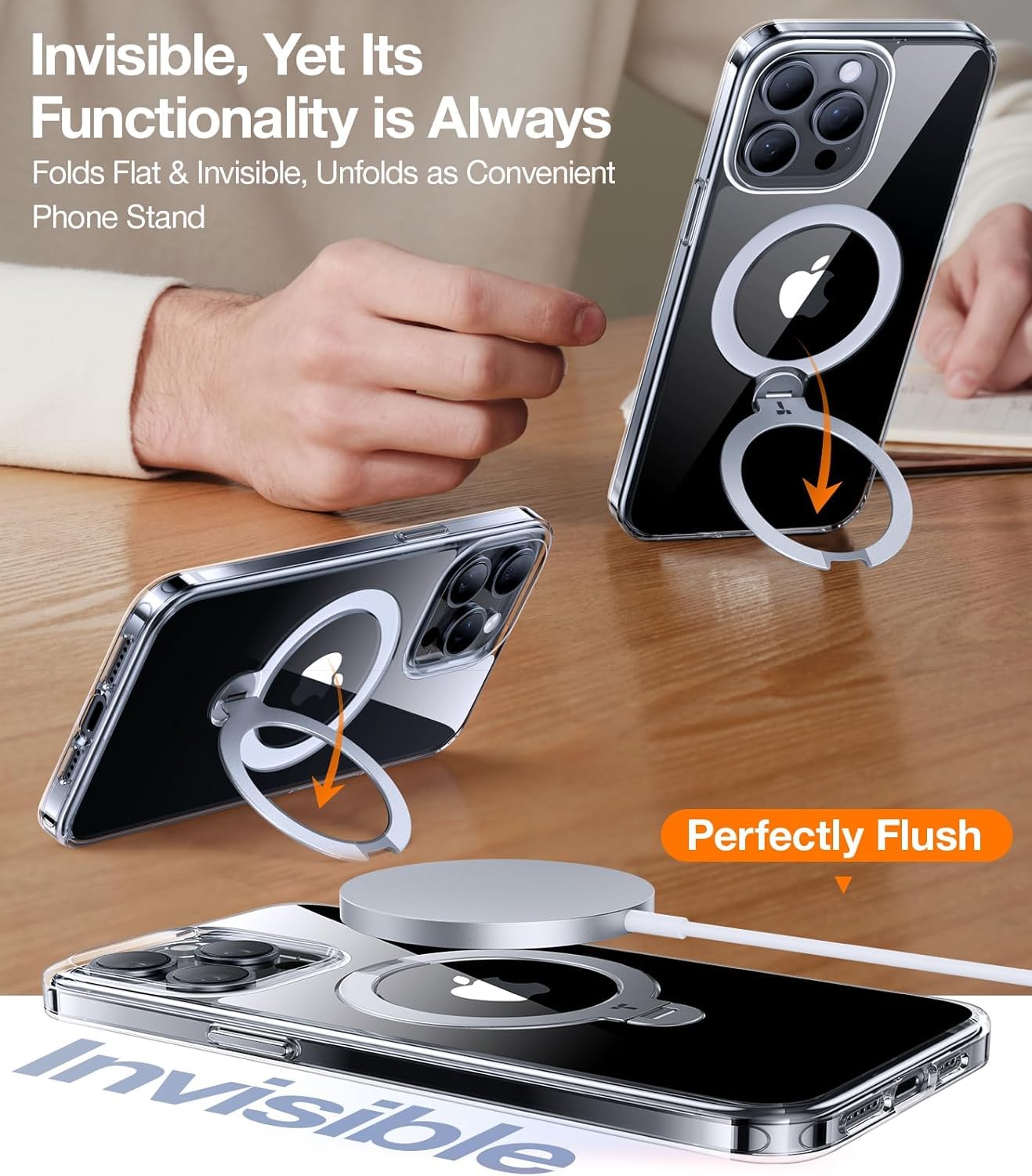 Foto 4 pulgar | Funda De Teléfono Torras Ostand Spin Para Iphone 14 Pro Clear - Venta Internacional.