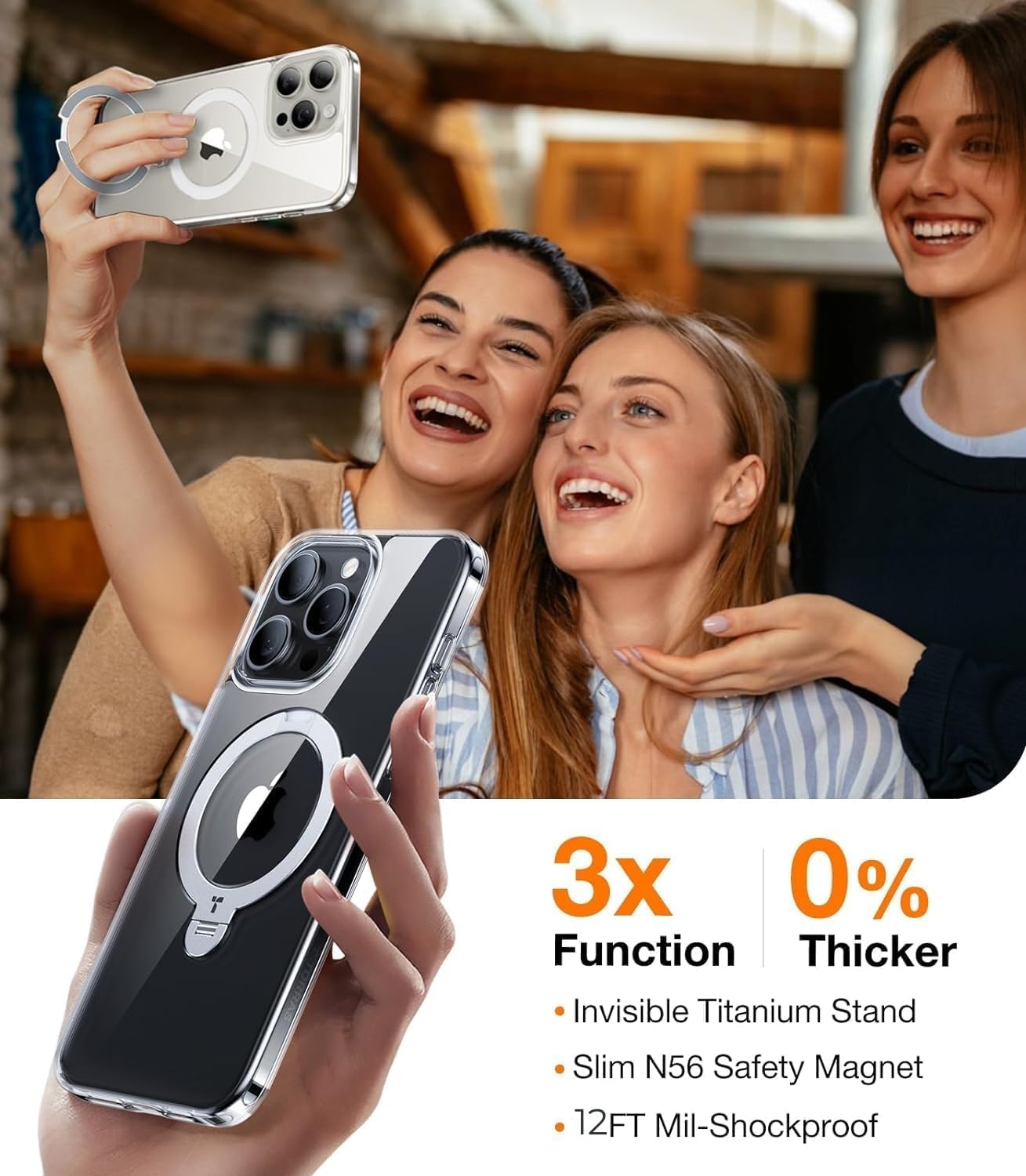 Foto 7 pulgar | Funda De Teléfono Torras Ostand Spin Para Iphone 14 Pro Clear - Venta Internacional.