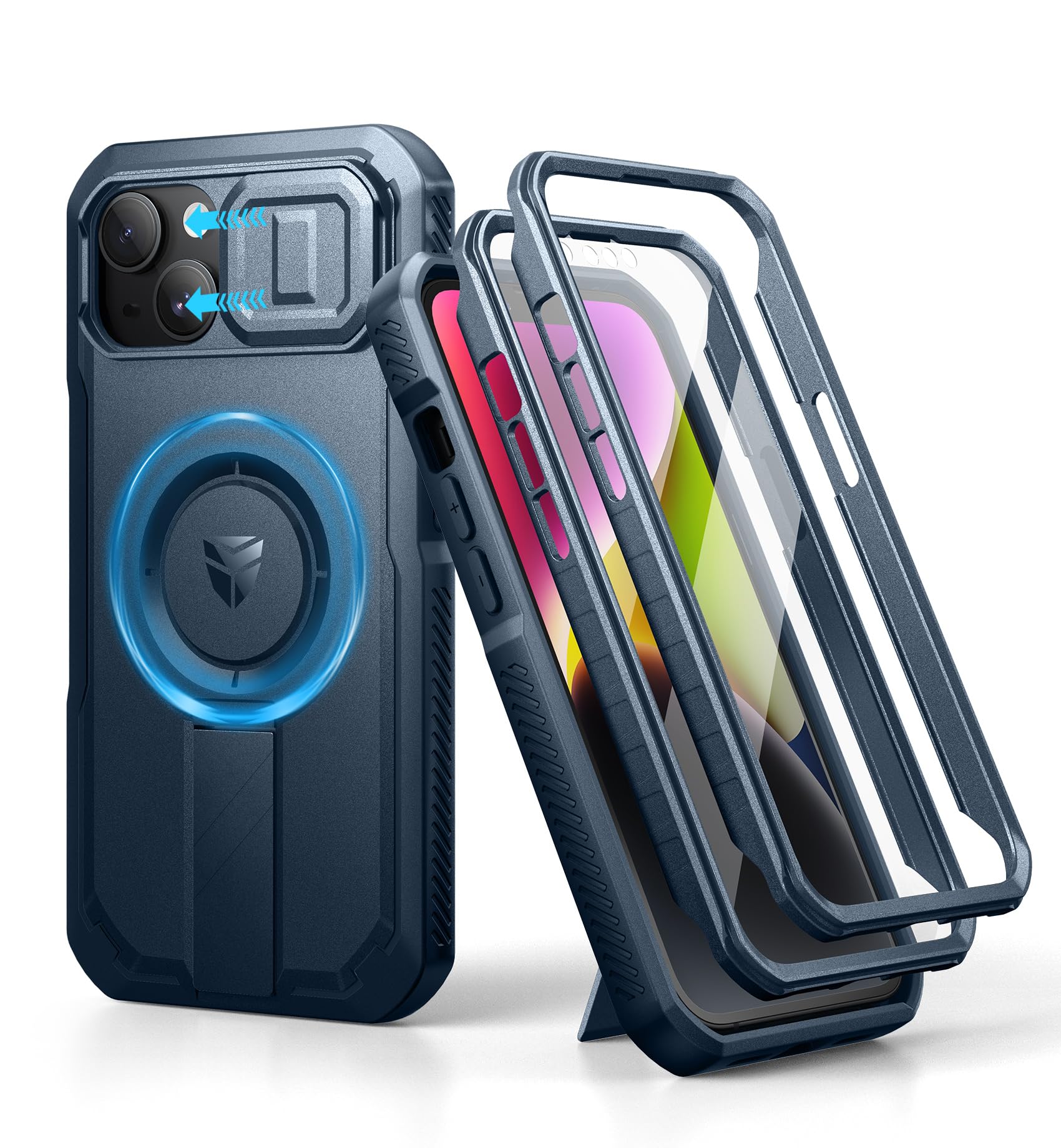 Foto 2 pulgar | Funda Dexnor Para Iphone 13/14 Con Cámara Deslizante, Color Azul Marino - Venta Internacional.